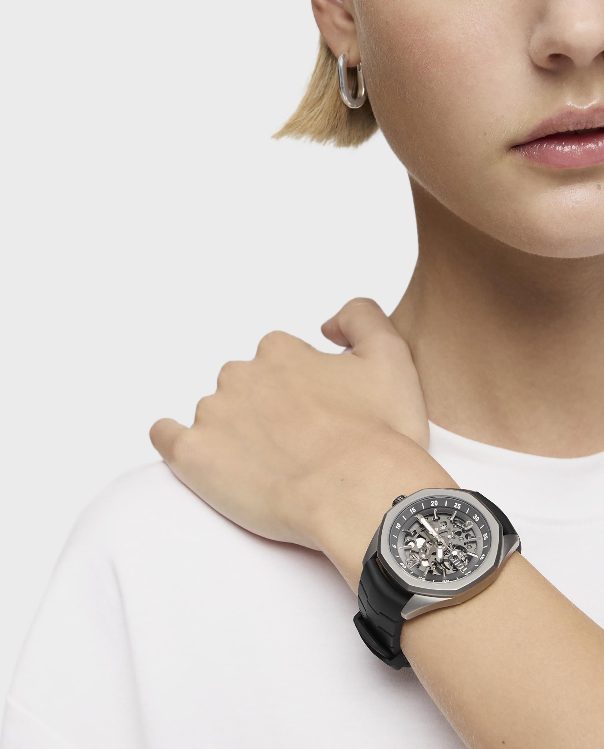 Relógio Automático Now Automático com Bracelete de Borracha em Preto Preto / Crómio-4