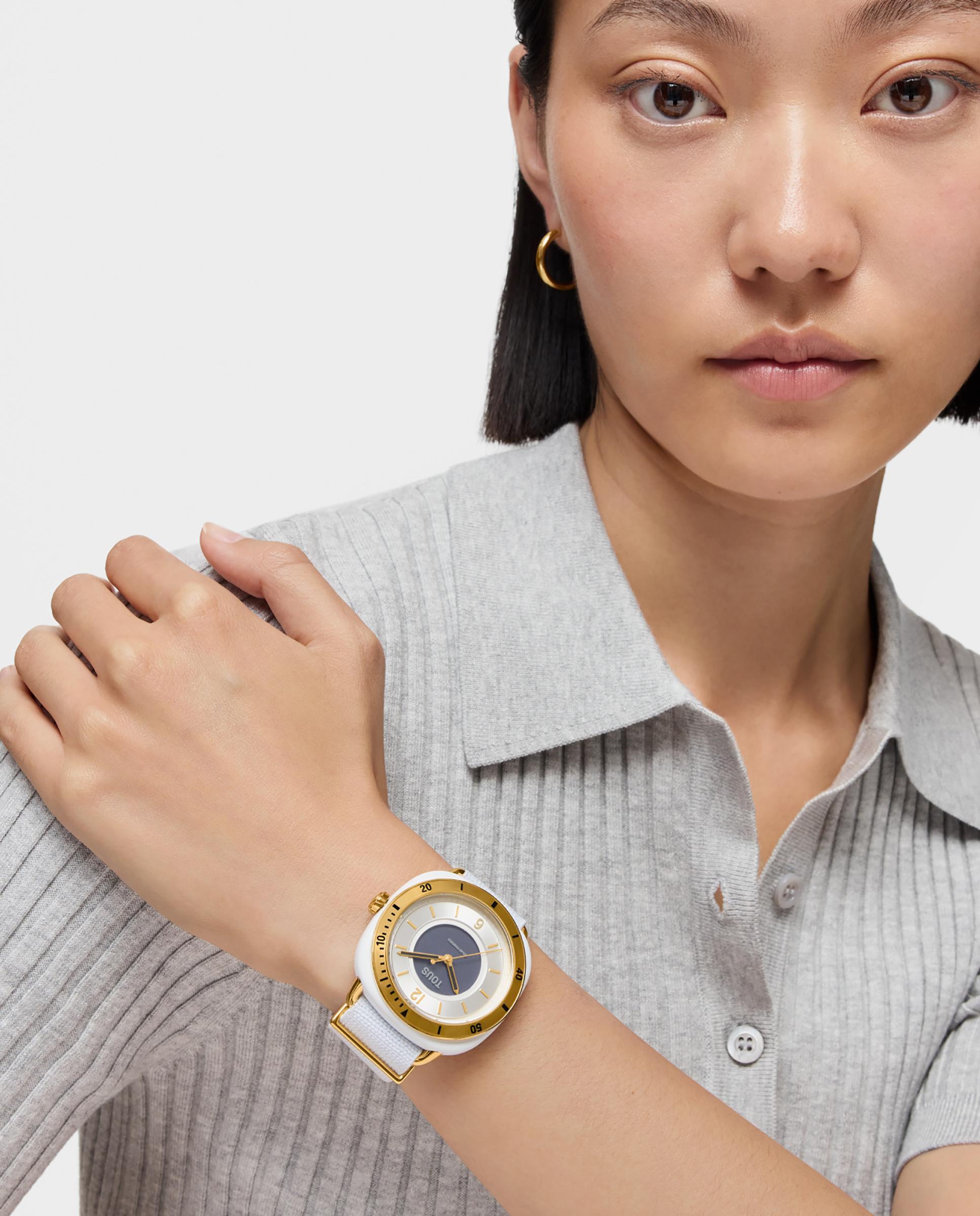 Relógio Analógico Osier com Bracelete Elástica em Branco Branco-4