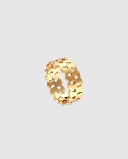 Imagen 0 de Anillo de hombre Padlock de acero dorado
