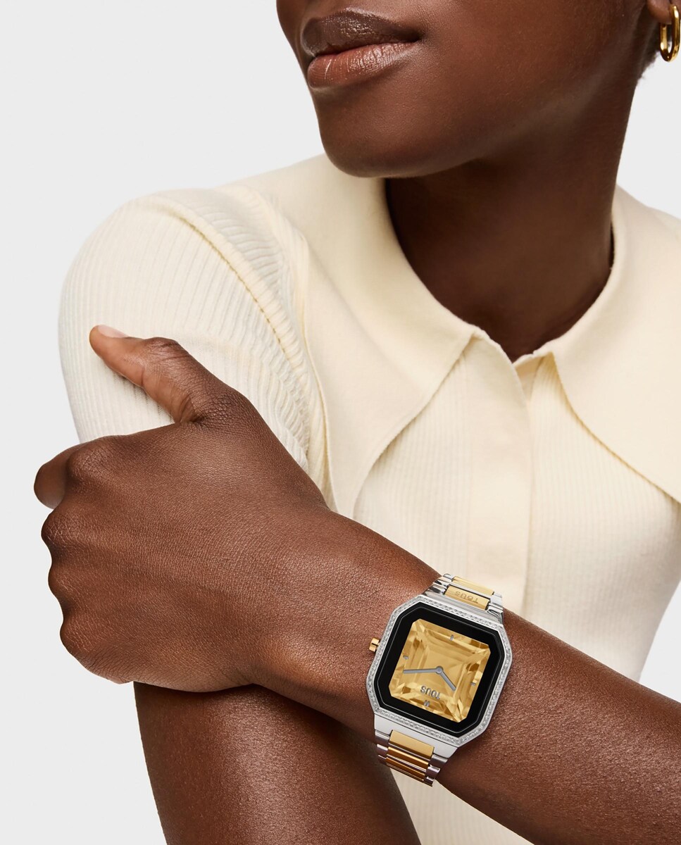 Smartwatch B-Connect con brazalete de acero y zirconitas Oro-3