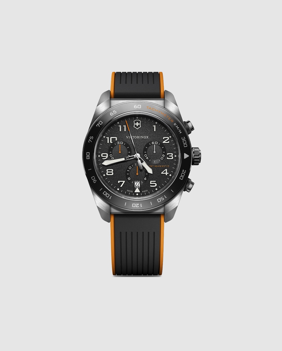 Reloj de hombre Swiss army V242050 de caucho y correa negra Negro-1