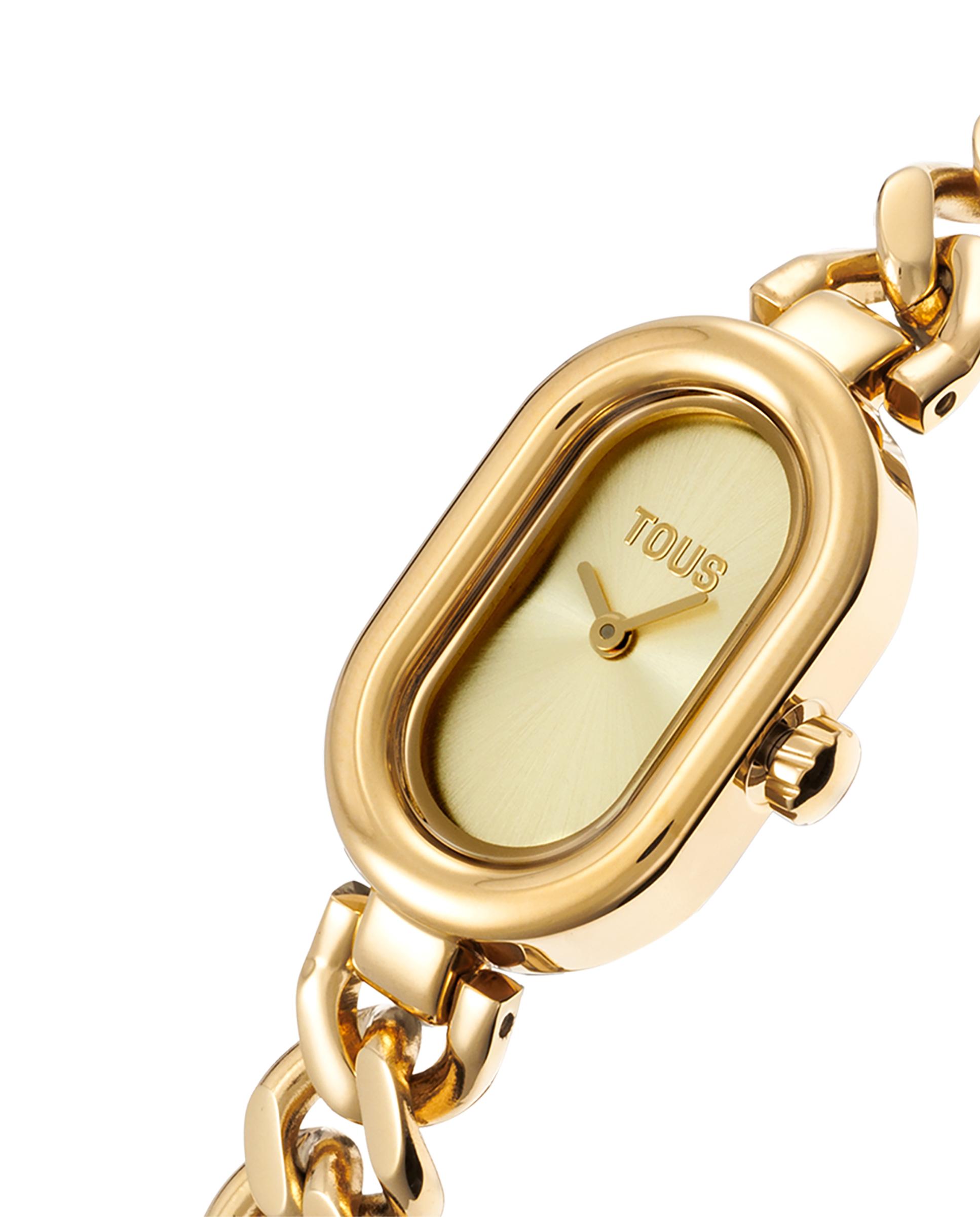 Reloj analógico oval time joya con brazalete cadena de acero dorada - Tous - Oro Oro-2