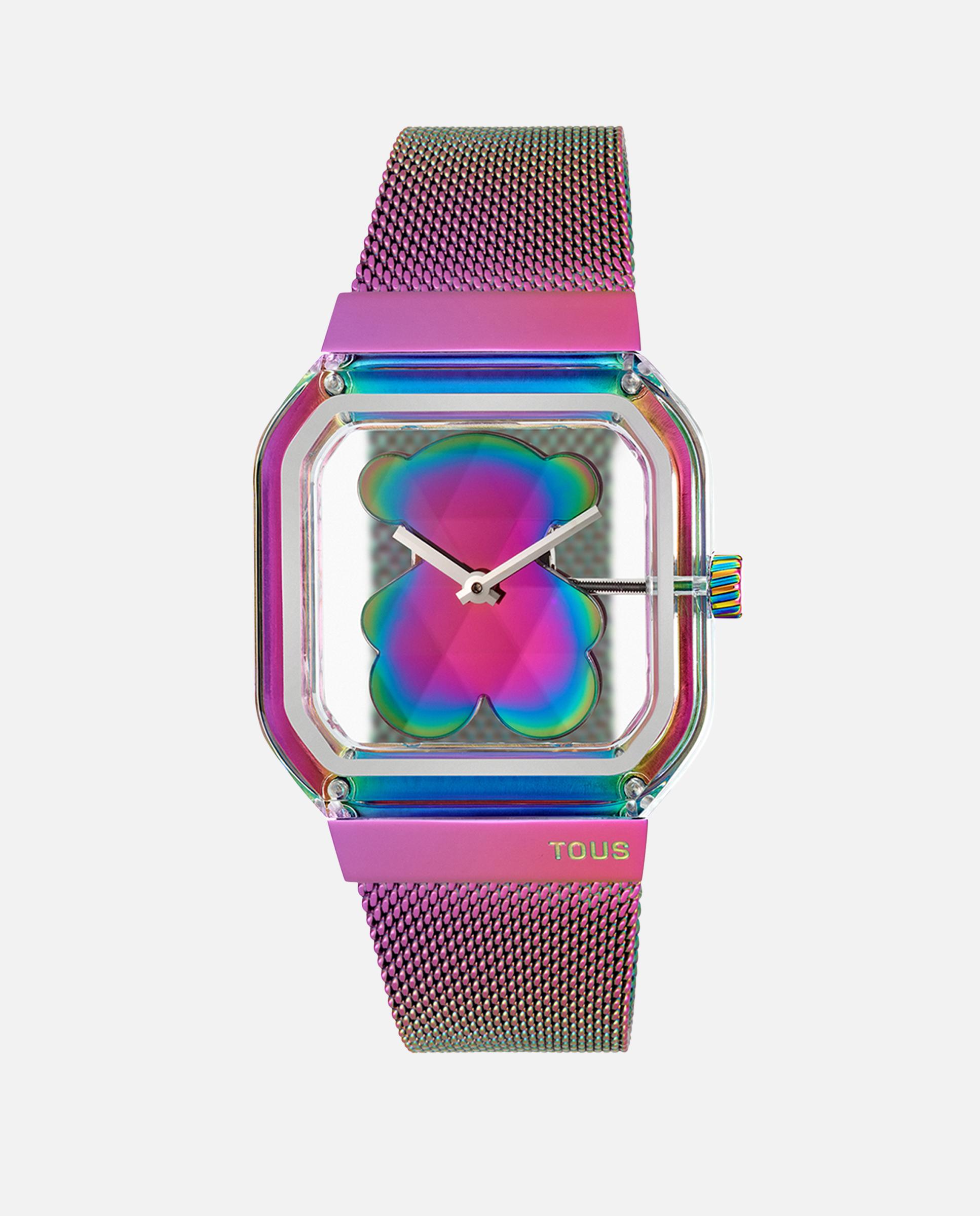Imagen 0 de Reloj analógico de mujer d-bear party con brazalete de acero iridiscente Multicolor