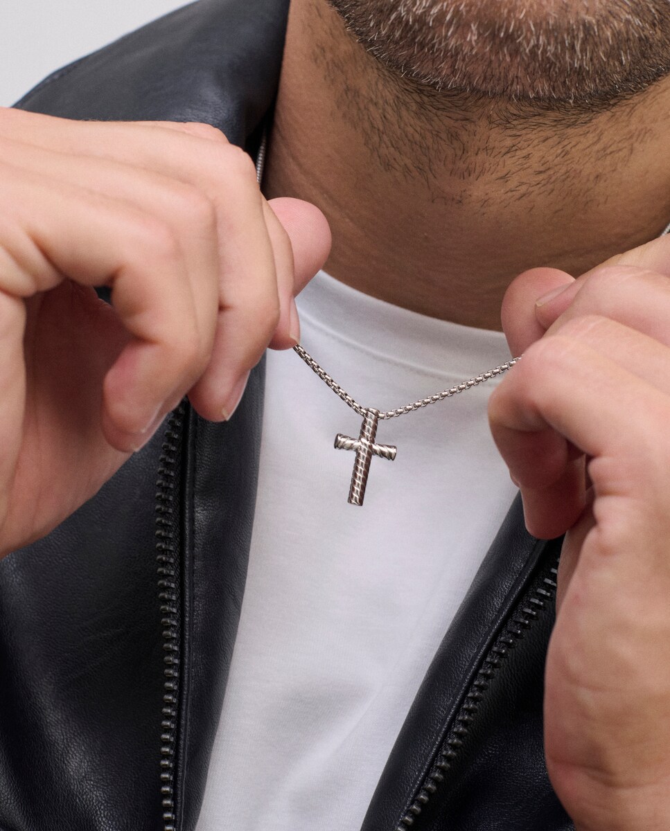 Collar de hombre Iconclast de acero plateado Plata-2