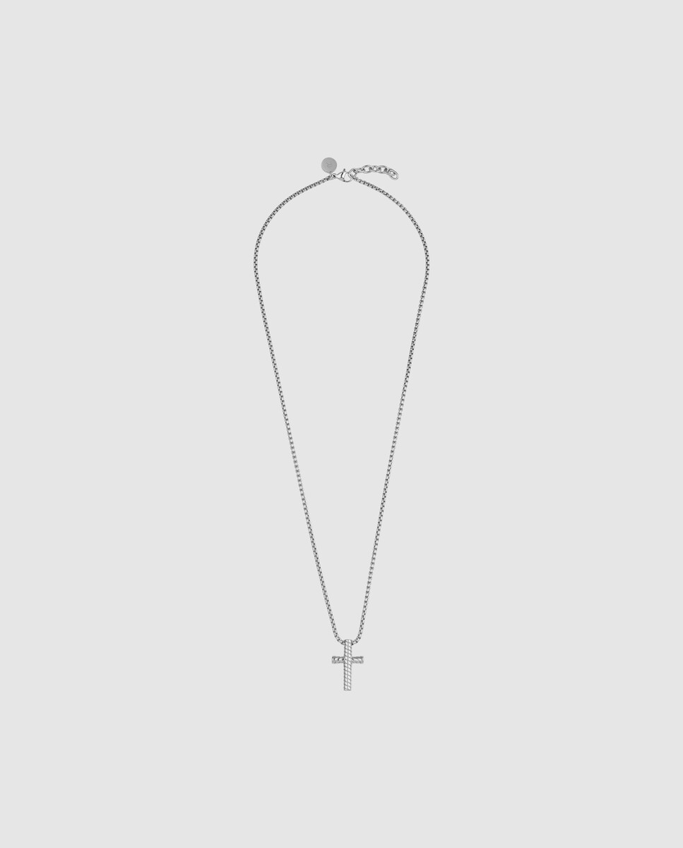 Collar de hombre Iconclast de acero plateado Plata-3