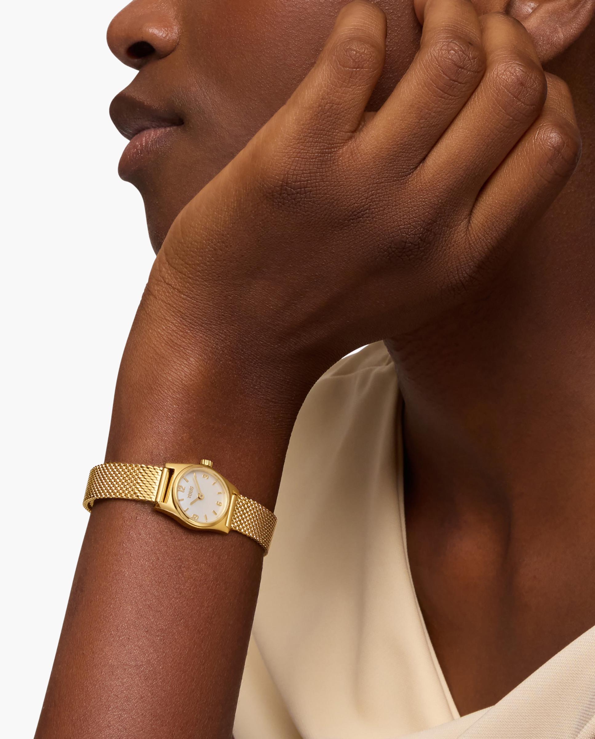 Reloj analógico de mujer  EPIC MINI con brazalete de acero dorado y esfera de nácar Dorado Tous Dorado-5