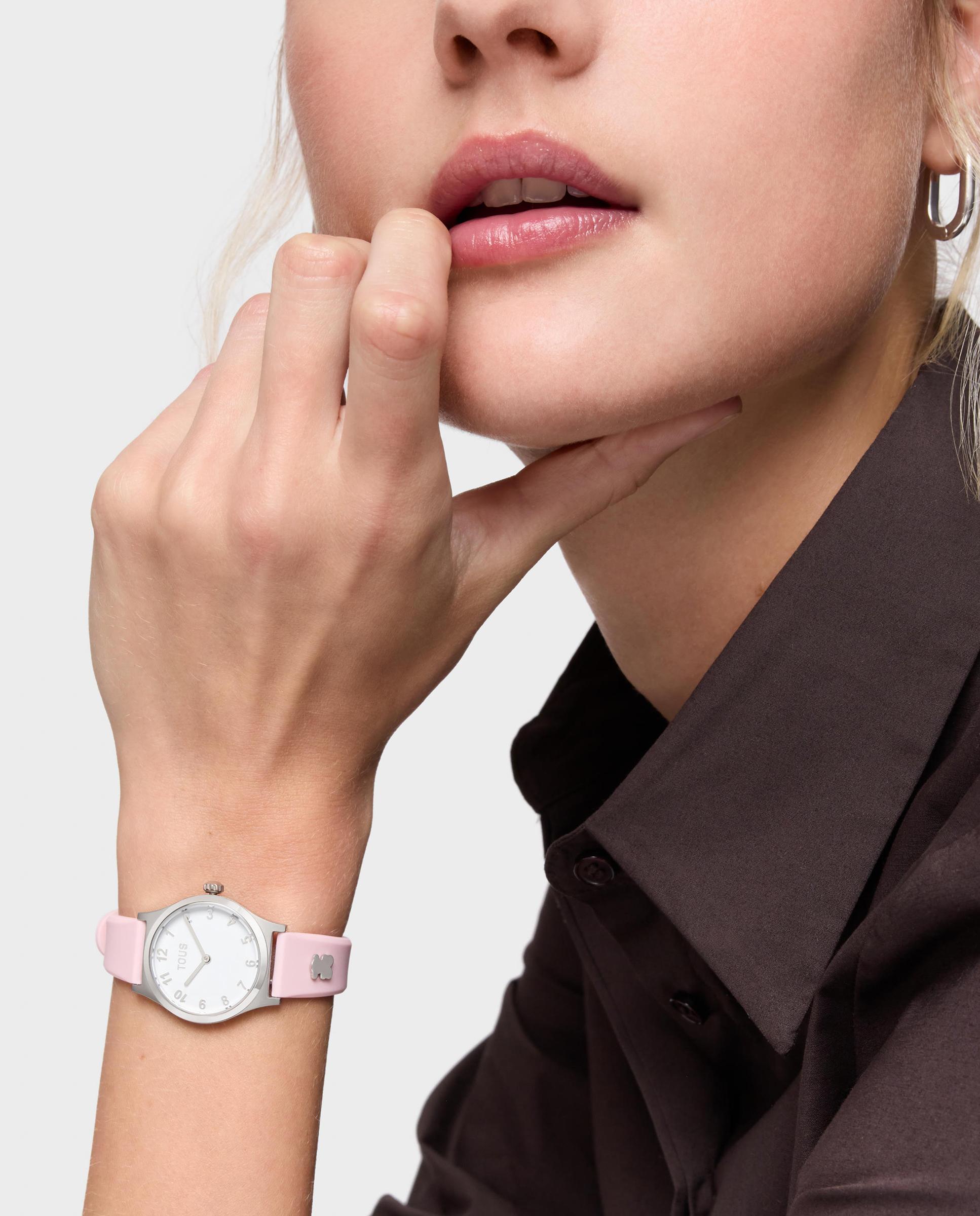 Reloj de mujer epic icon kdt charms en acero inoxidable con correa de silicona rosa - Tous - Rosa claro Rosa claro-4
