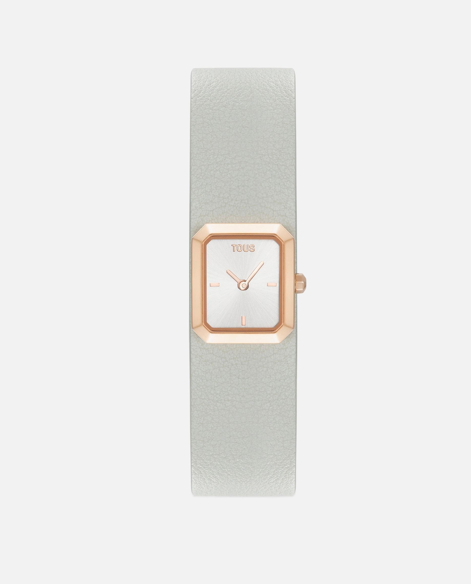 Reloj analógico con brazalete de piel gris y acero rosado karat emerald mini - Tous - Gris Gris-1