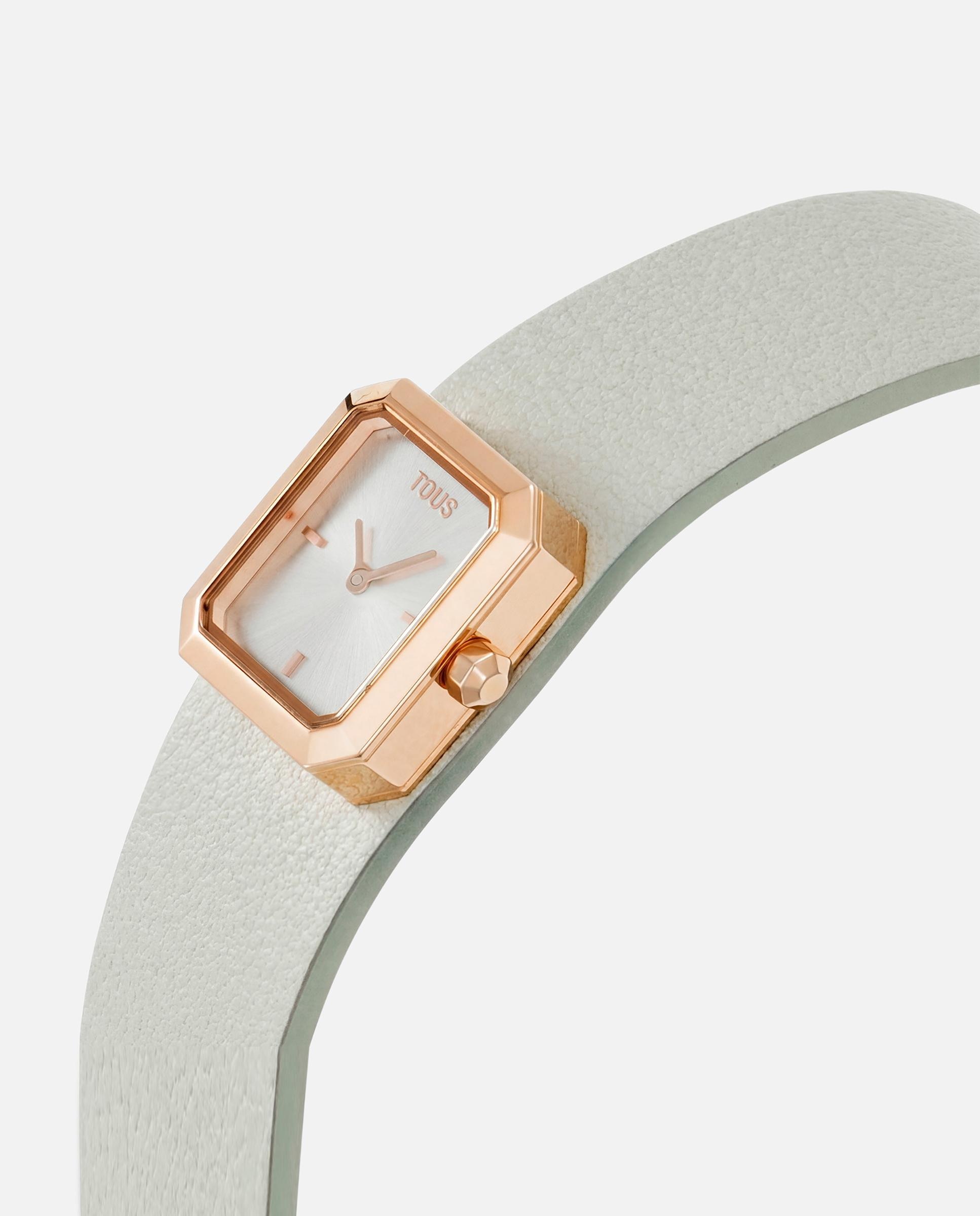 Reloj analógico con brazalete de piel gris y acero rosado karat emerald mini - Tous - Gris Gris-2