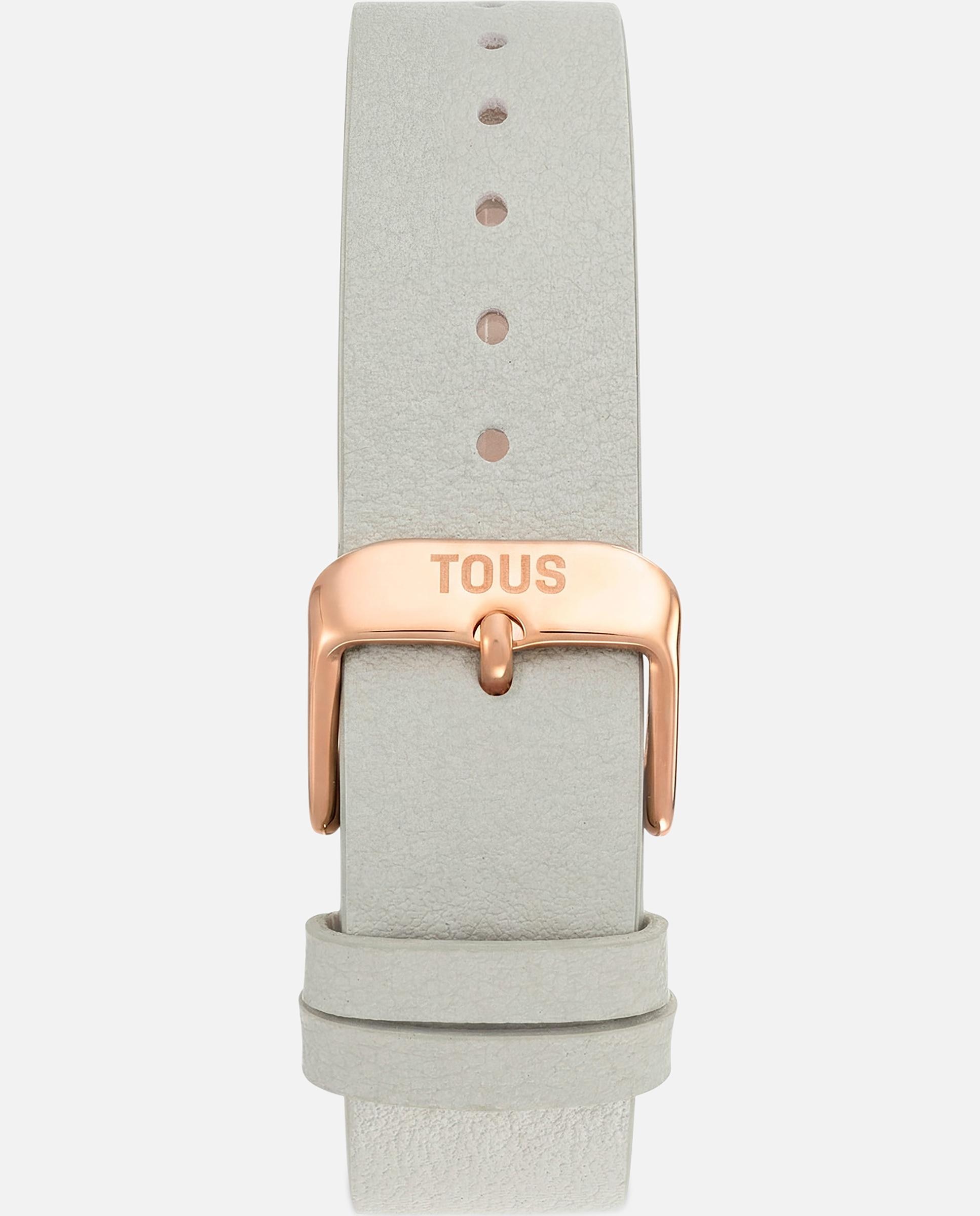 Reloj analógico con brazalete de piel gris y acero rosado karat emerald mini - Tous - Gris Gris-3