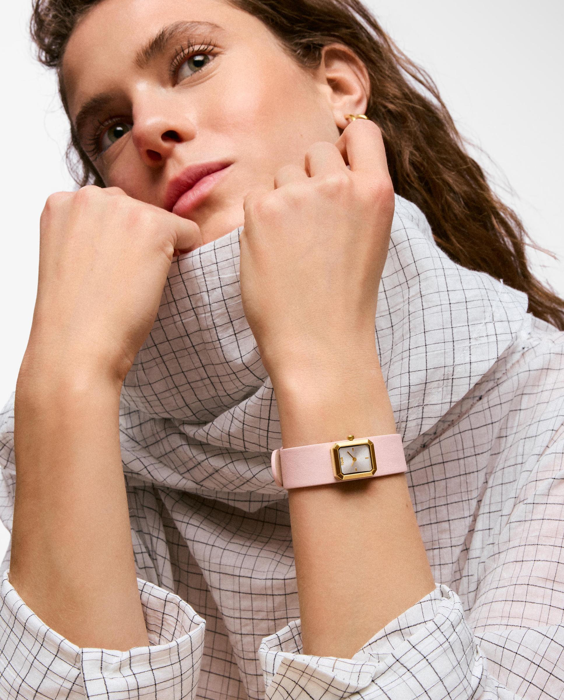 Reloj analógico de mujer con brazalete de piel azul y acero dorado karat emerald mini - Tous - Bicolor Bicolor-4