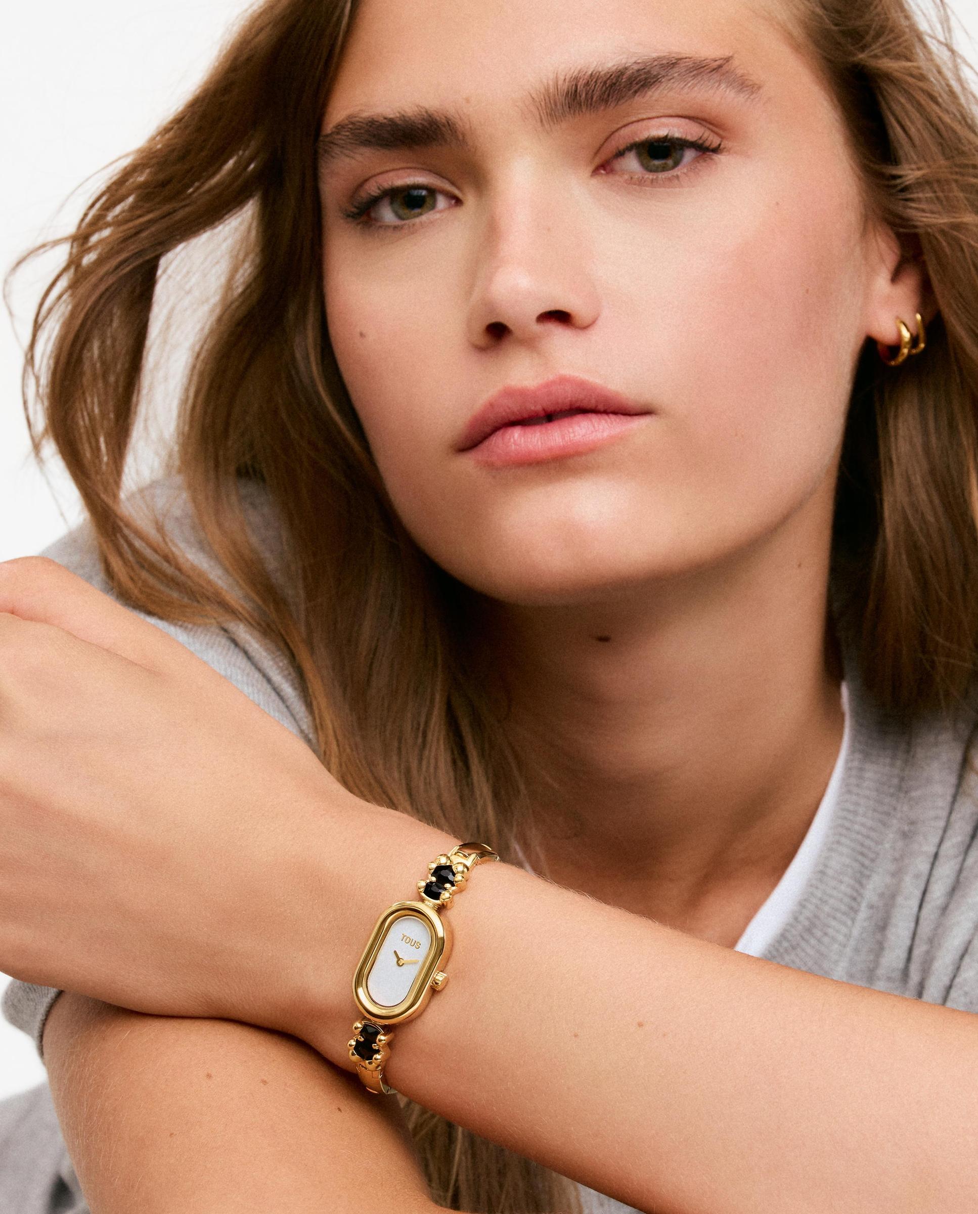 Reloj analógico de mujer con brazalete de acero y ónix tous color bear - Dorado Dorado-5
