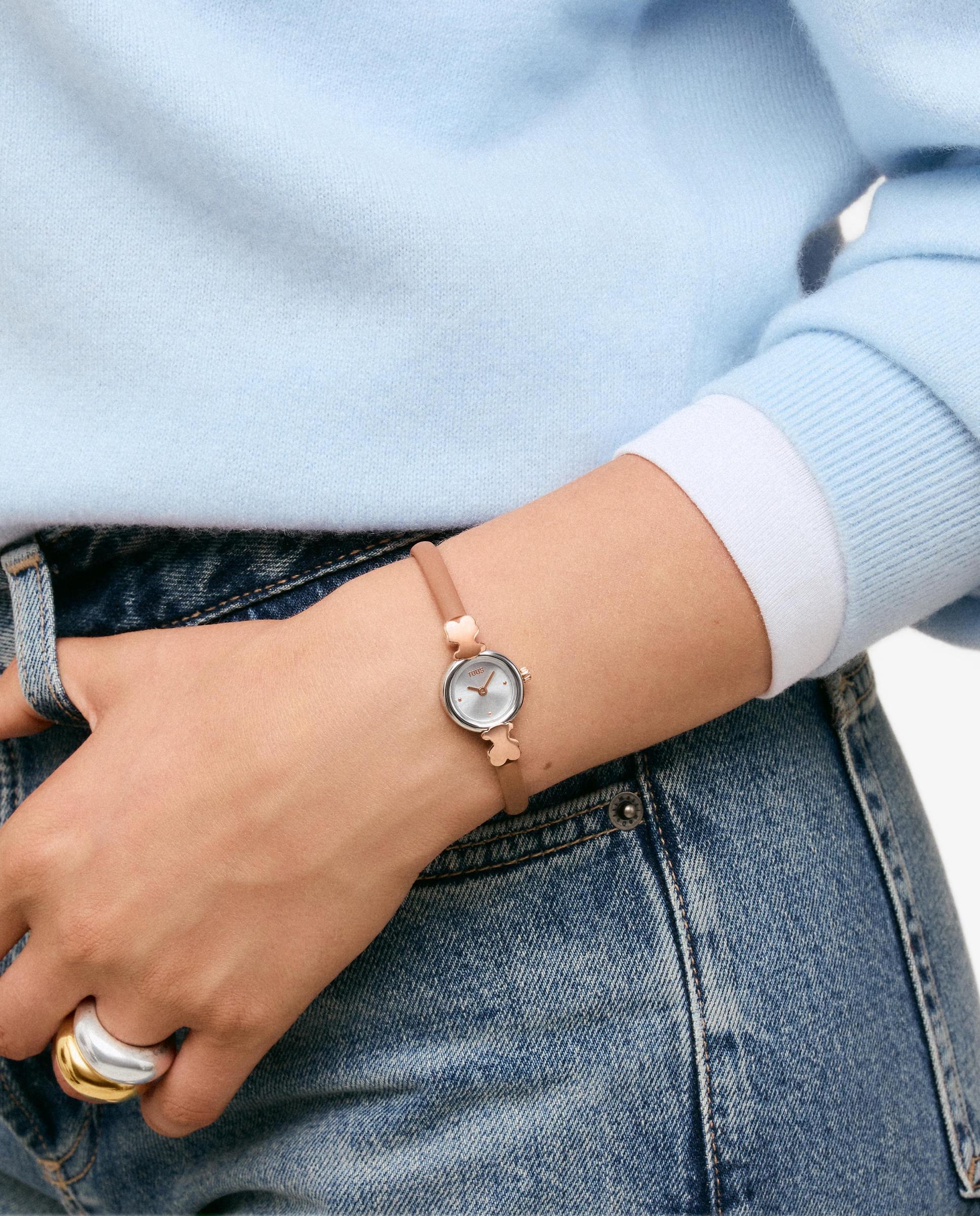 Reloj analógico de mujer con caja de acero y correa de silicona icon chic - Tous - Moka Moka-5