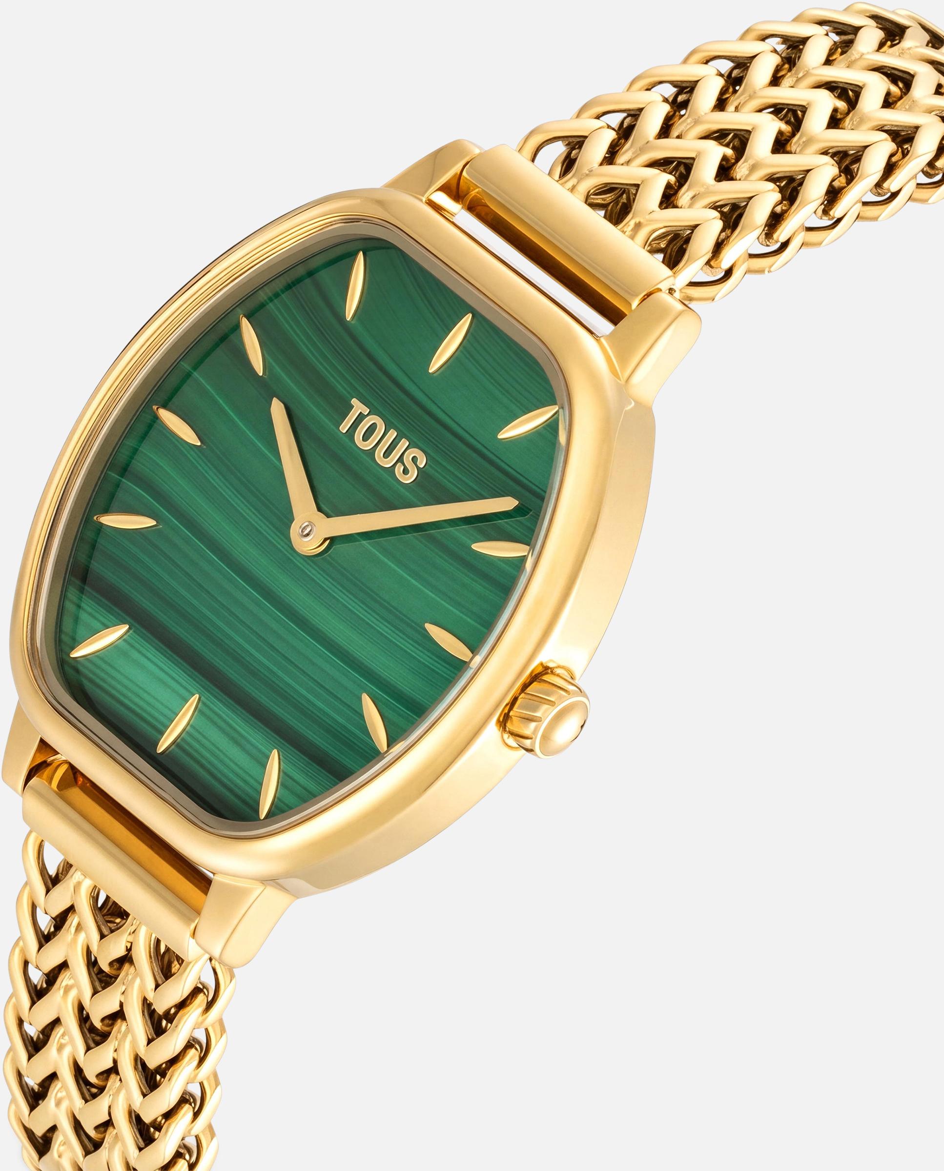Reloj analógico de mujer con brazalete de acero y malaquita osier - Tous - Dorado Dorado-2