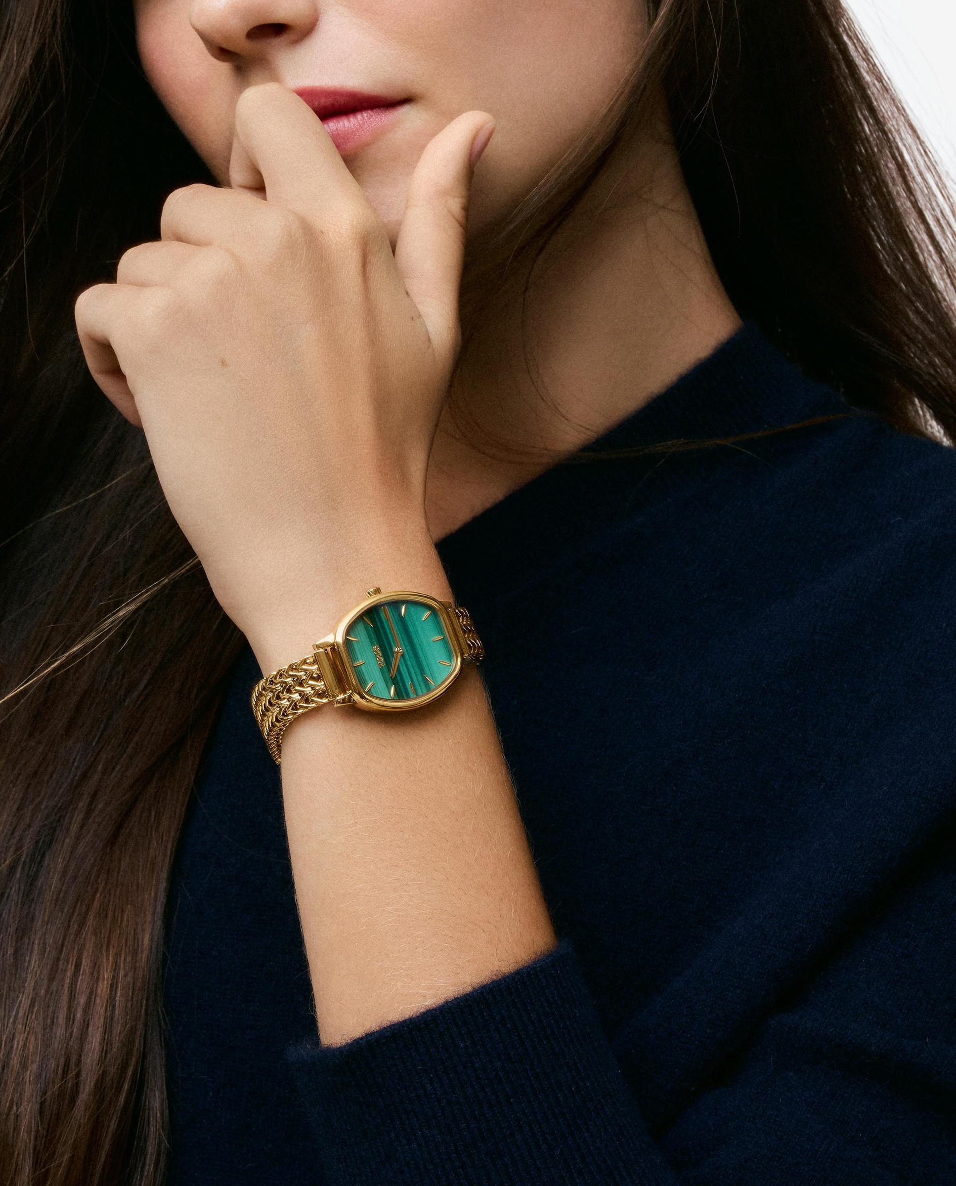 Reloj analógico de mujer con brazalete de acero y malaquita osier - Tous - Dorado Dorado-5