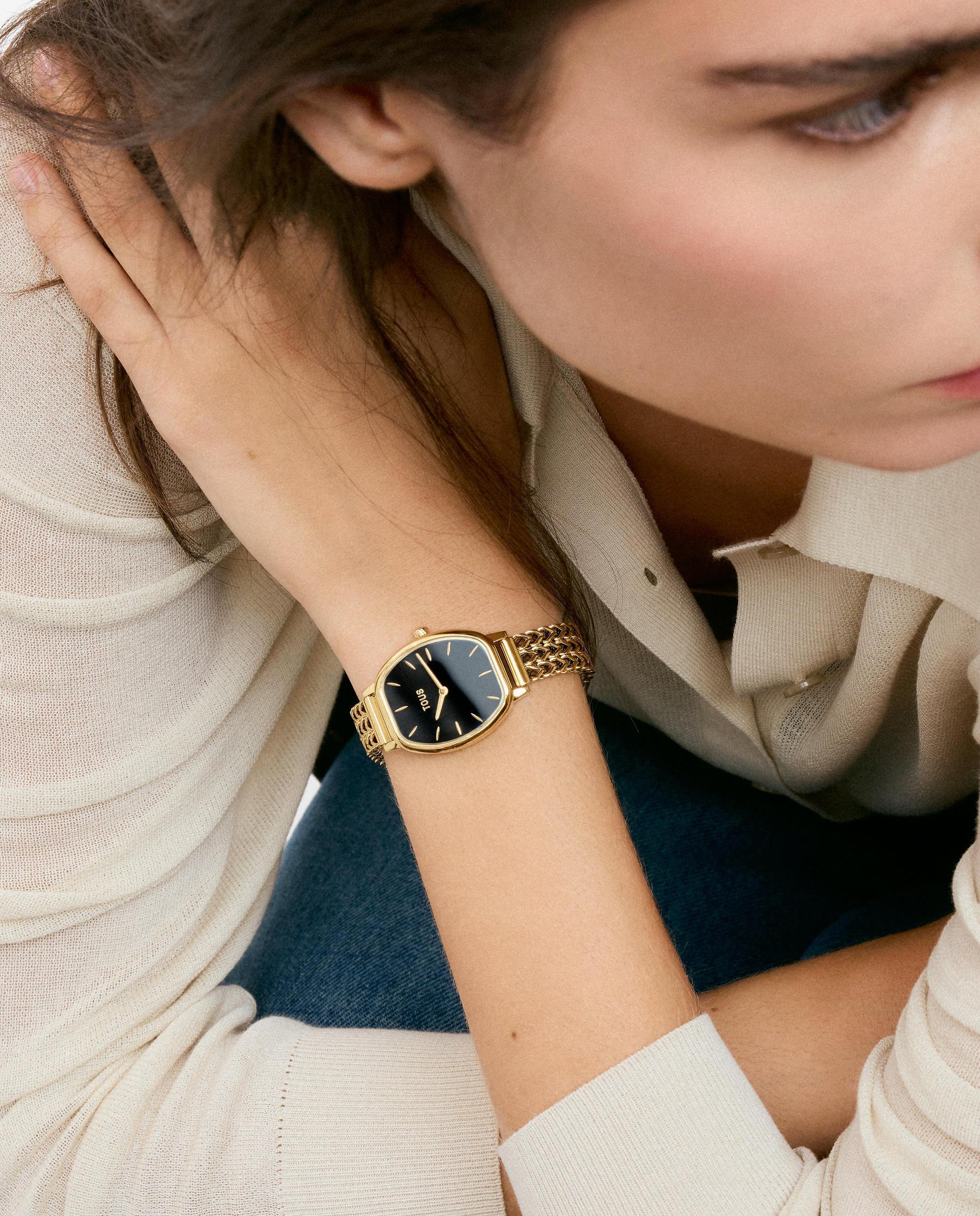 Reloj analógico de mujer con brazalete de acero y ónix osier mini - Tous - Dorado Dorado-4