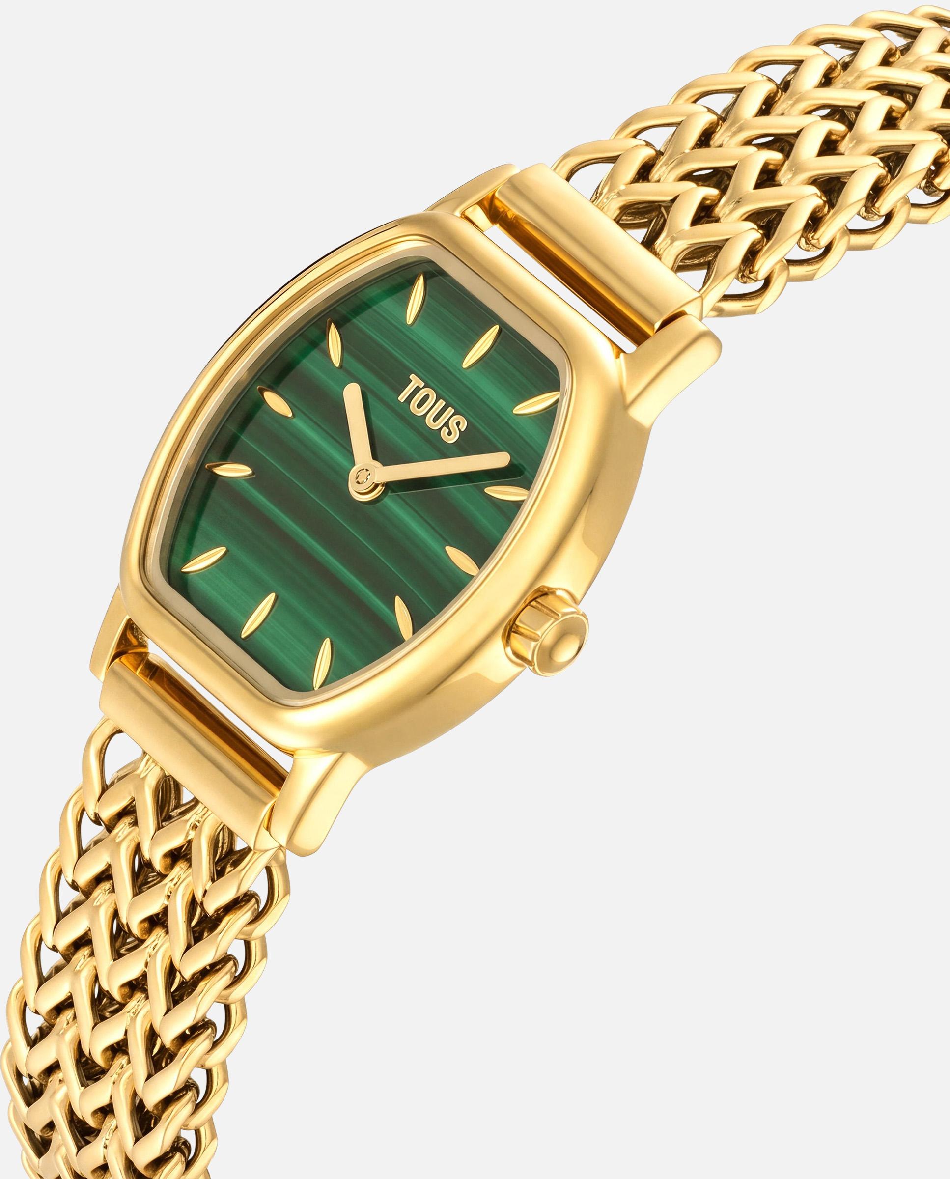 Reloj analógico de mujer con brazalete de acero y malaquita osier mini - Tous - Dorado Dorado-2
