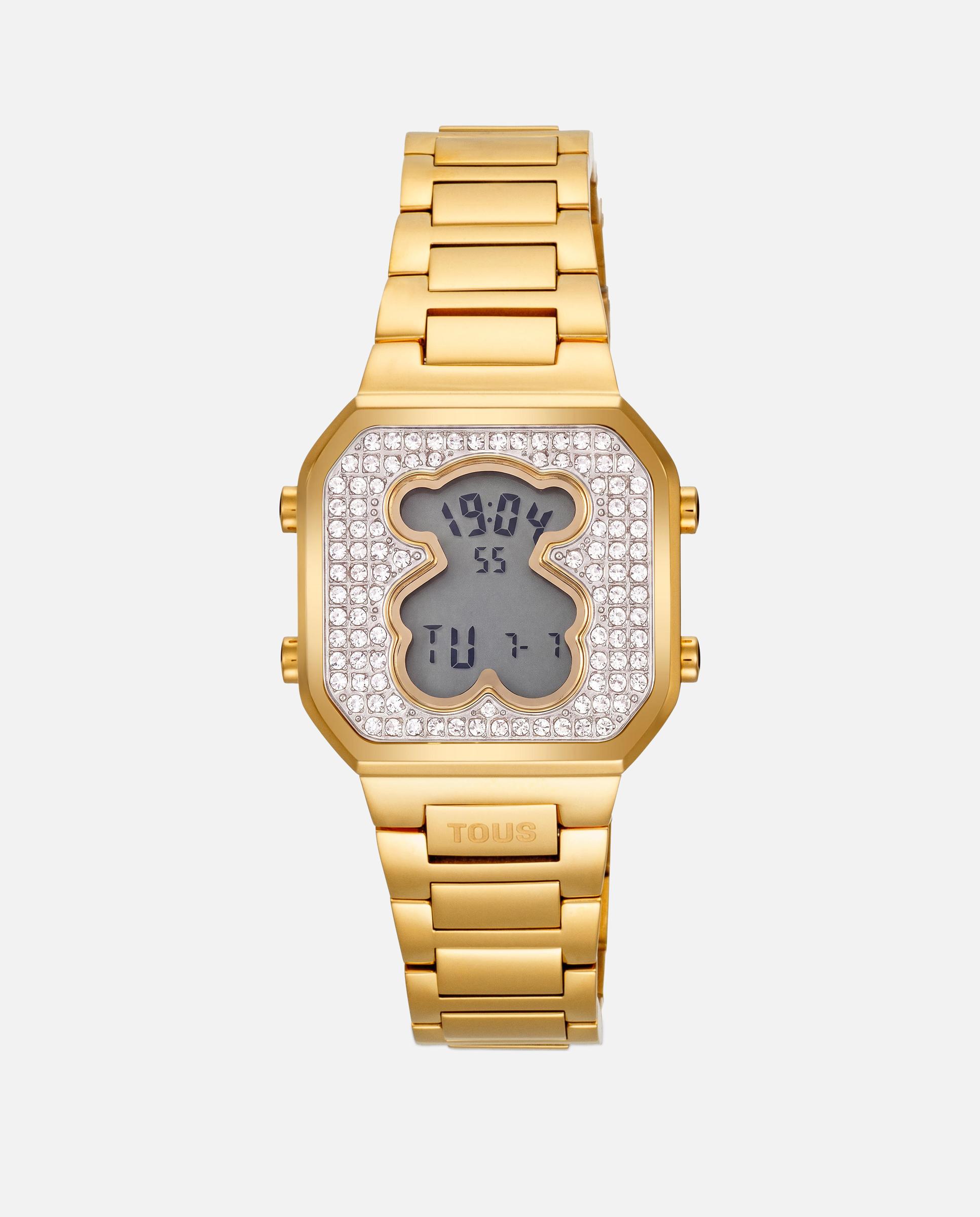 Imagen 0 de Reloj digital de mujer con brazalete de acero y circonitas d-bear mini Dorado