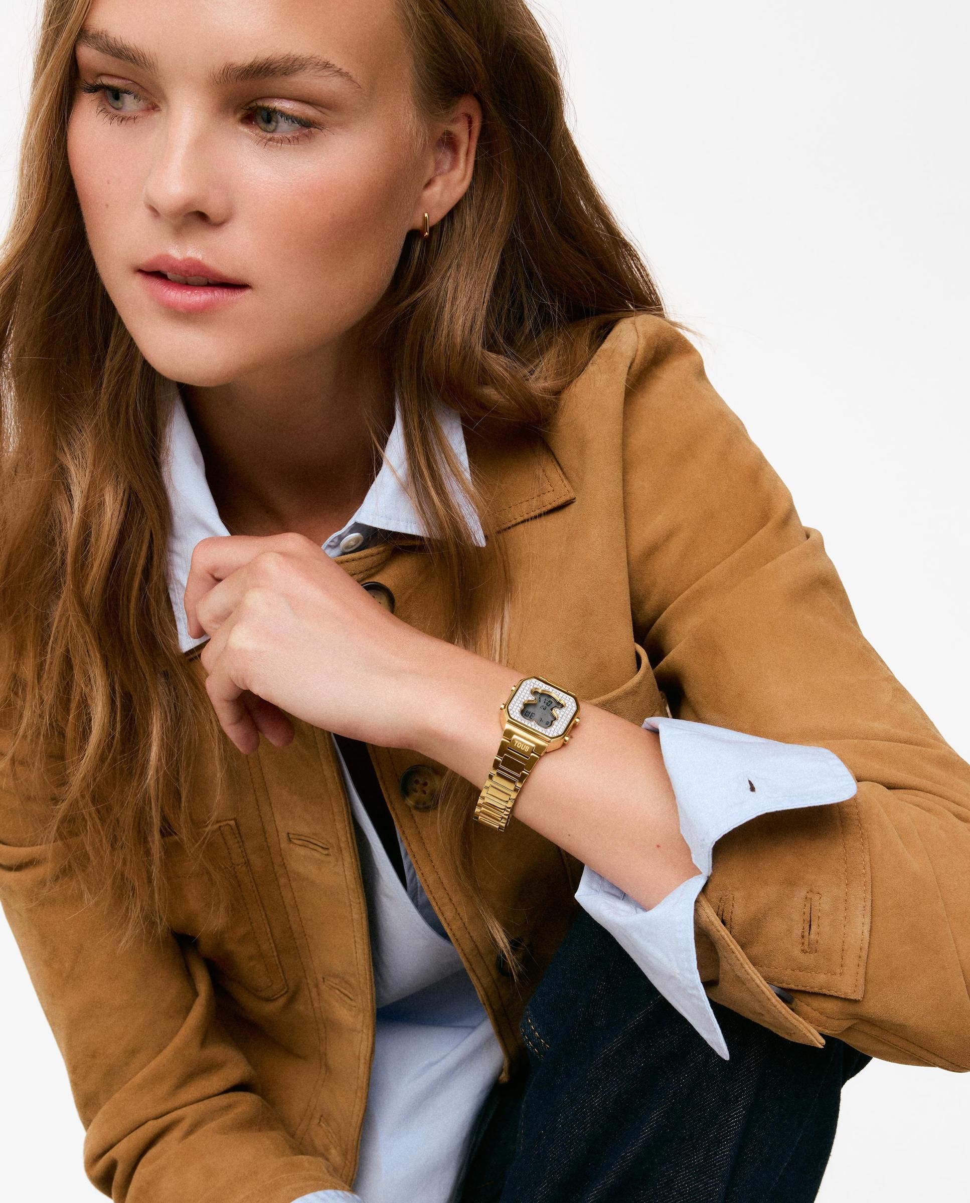Reloj digital de mujer con brazalete de acero y circonitas d-bear mini - Tous - Dorado Dorado-4