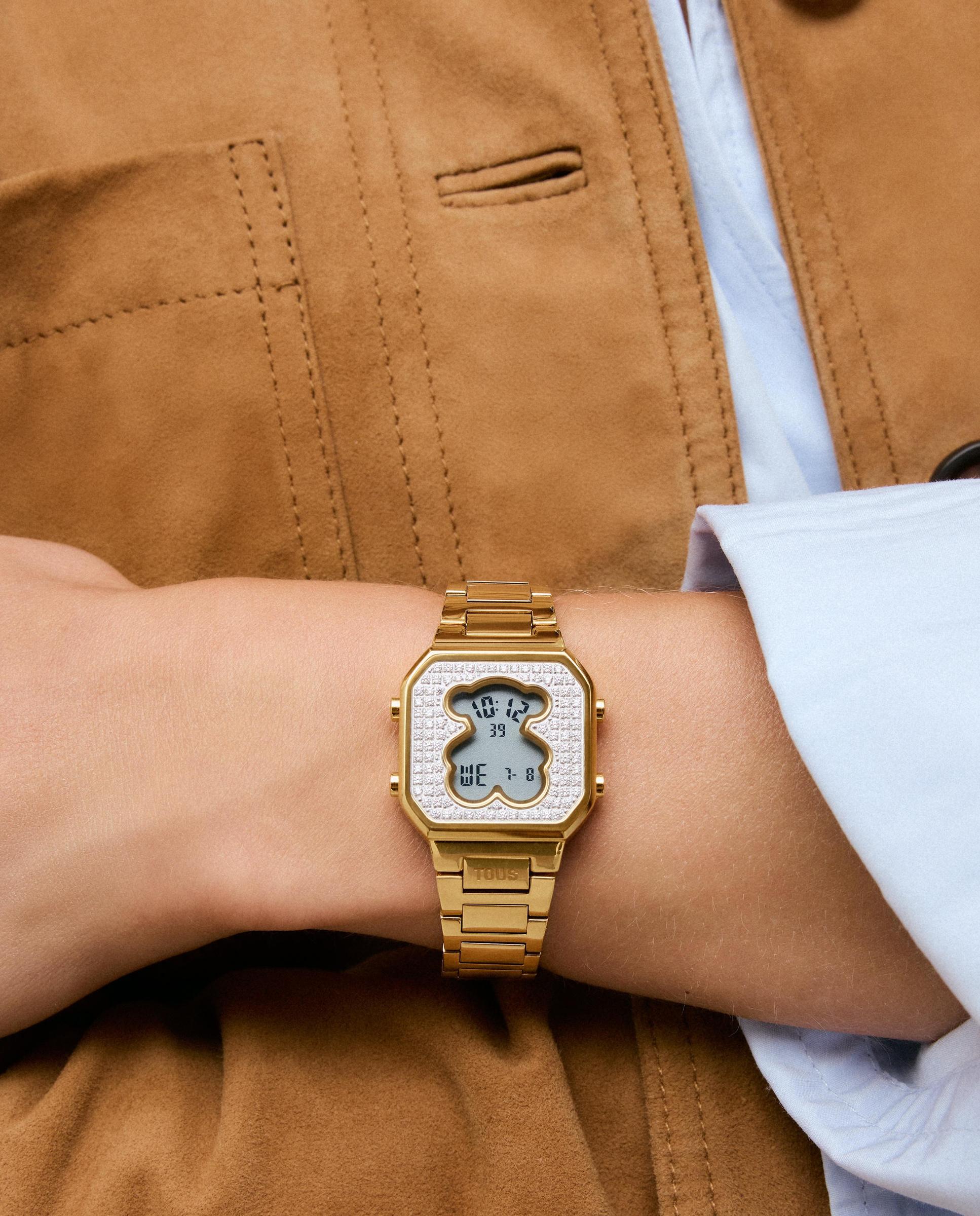 Reloj digital de mujer con brazalete de acero y circonitas d-bear mini - Tous - Dorado Dorado-5