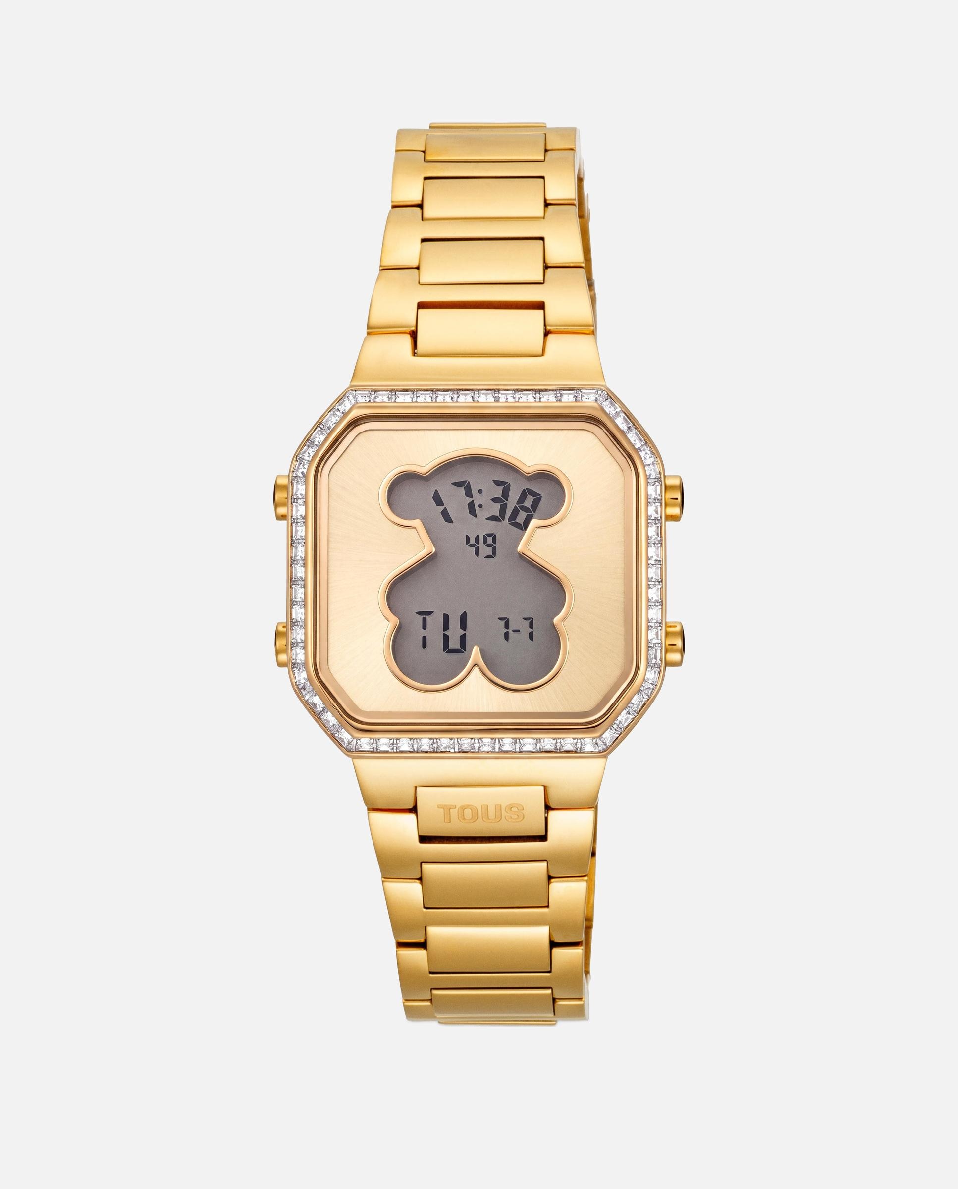 Imagen 0 de Reloj digital de mujer con brazalete de acero y circonitas d-bear mini Dorado
