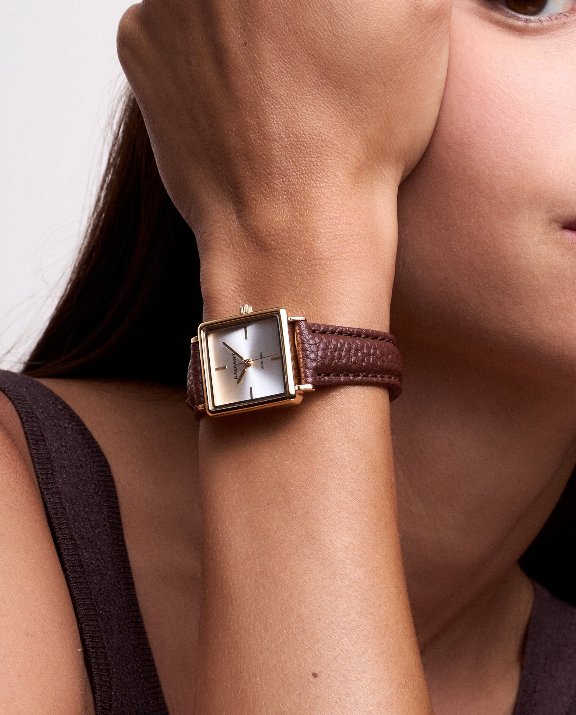 Imagen 2 de Reloj de mujer square ra699201 de piel sintética y correa burdeos - Radiant - Rojo Rojo