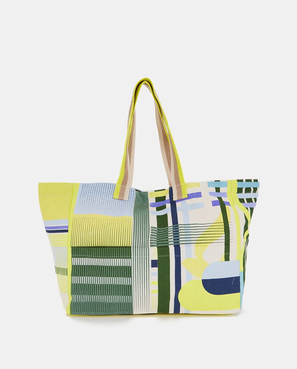 Bolsa de playa Blue Horizon con estampado geométrico en verde