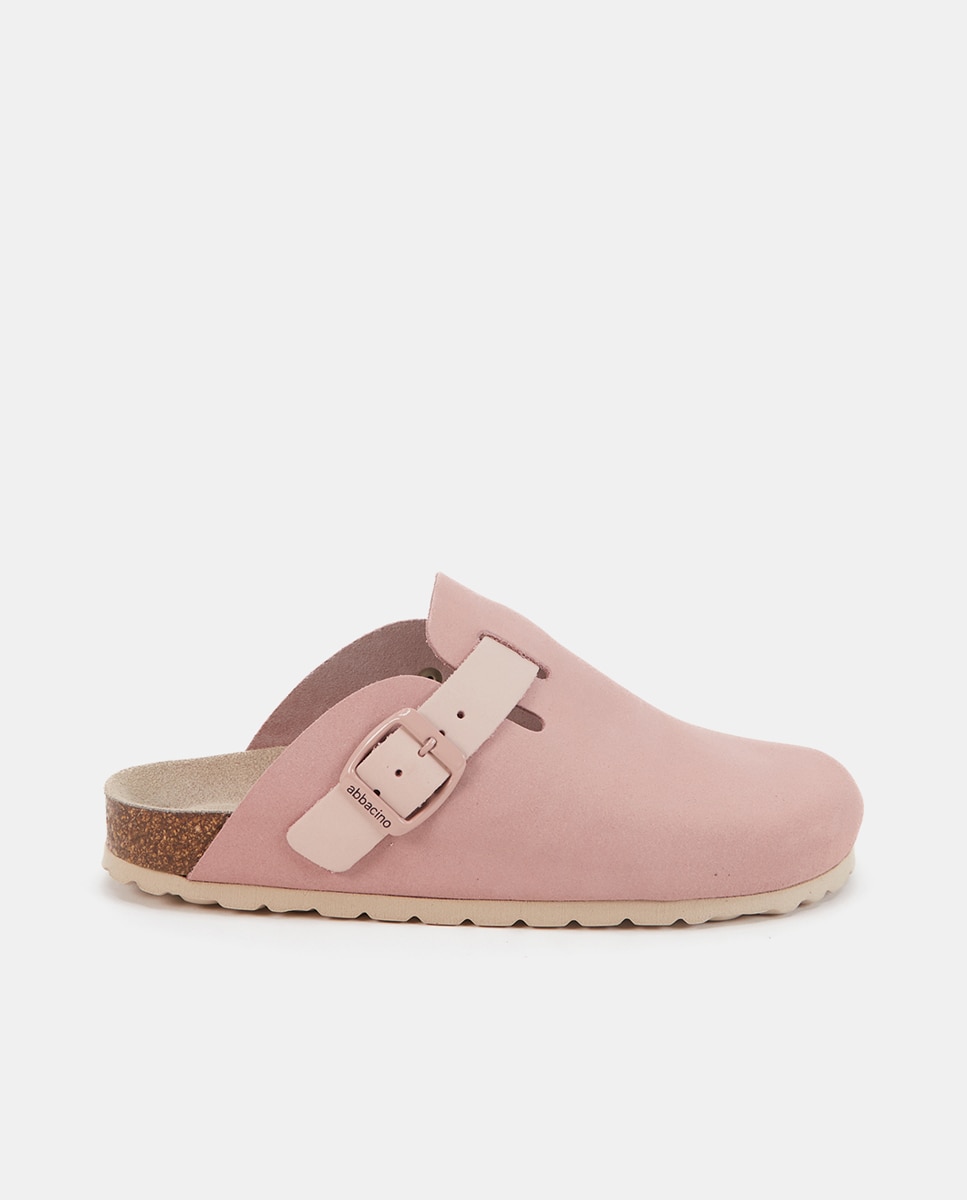 Imagen 0 de Zuecos de mujer ajustables en serraje Rosa claro