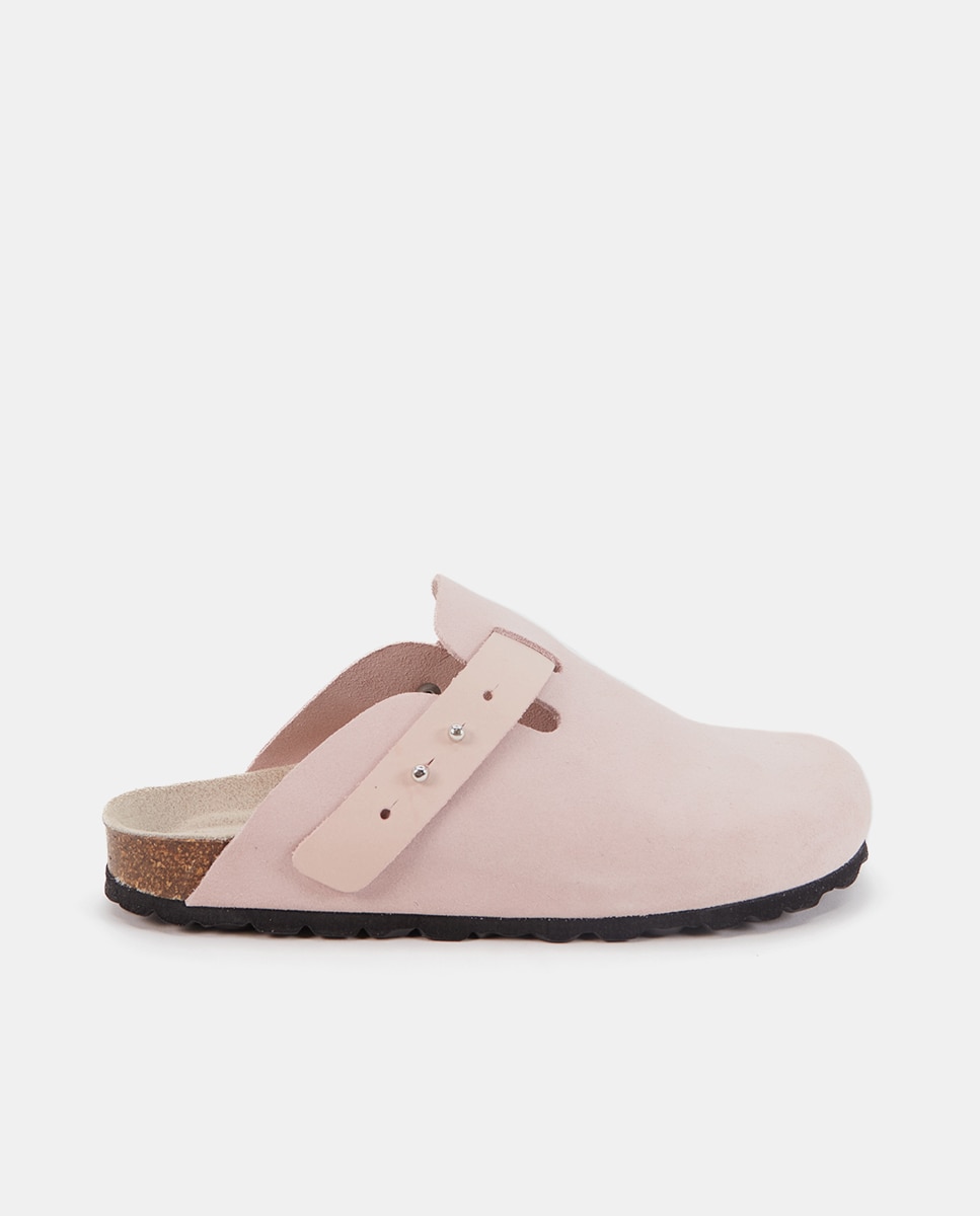 Imagen 0 de Zueco de mujer ajustable en serraje Rosa claro