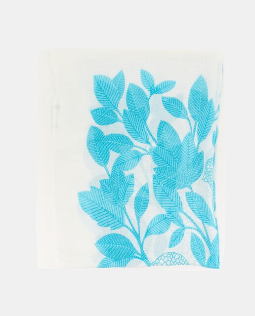 Imagen 0 de Pañuelo de viscosa Oceans Diary con estampado natural en tonos turquesa