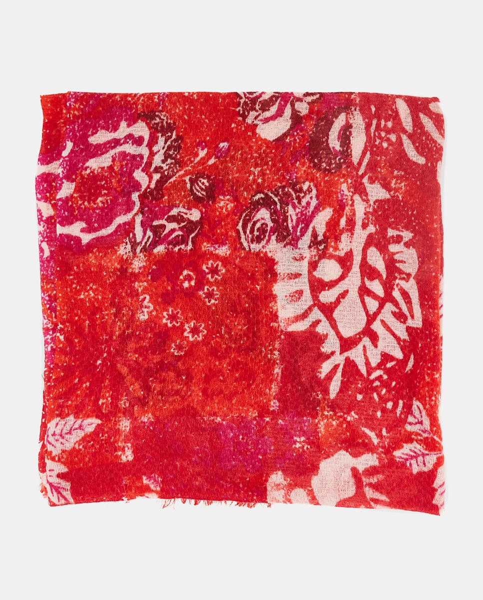 Pañuelo de lana con estampado abstracto - Abbacino - Rojo / Blanco Rojo / Blanco-1
