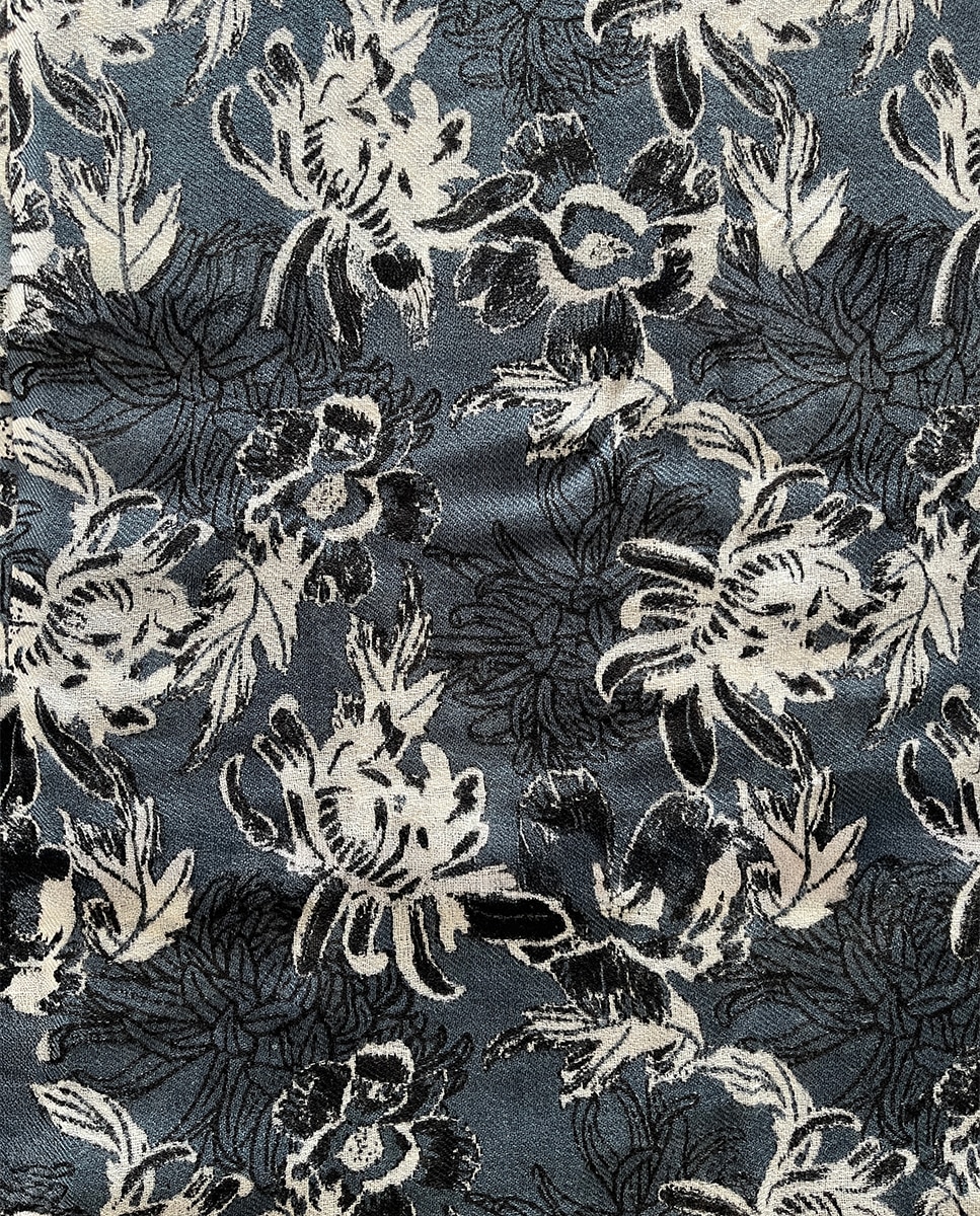 Pañuelo de lana con estampado floral - Abbacino - Azul / Blanco Azul / Blanco-4