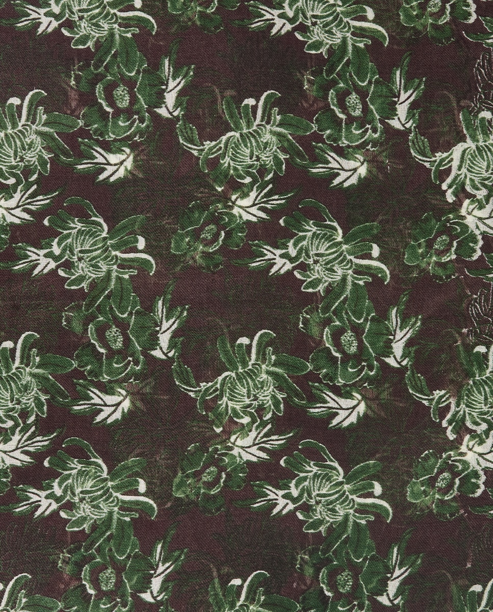 Pañuelo de lana con estampado floral - Abbacino - Verde oscuro Verde oscuro-4