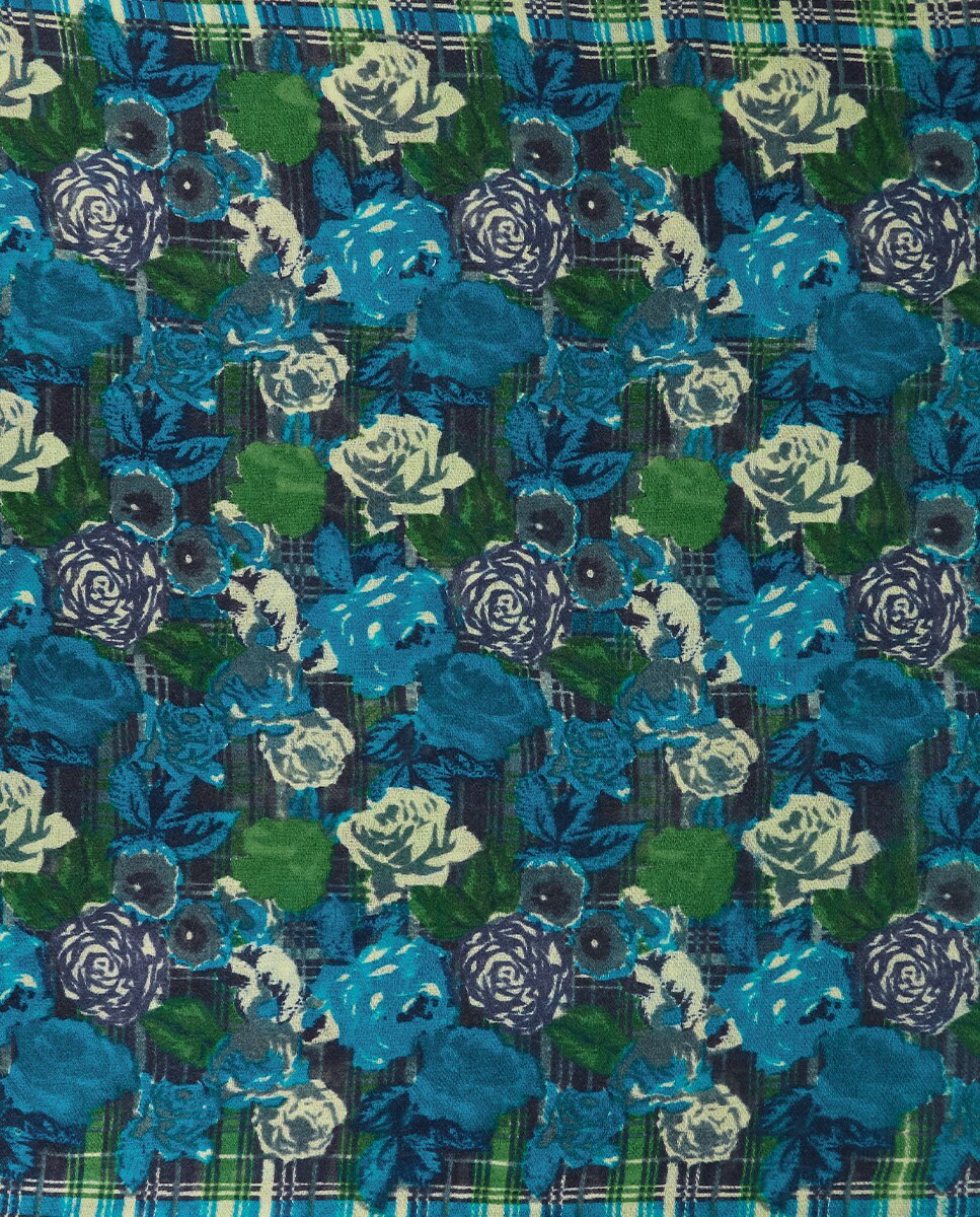 Pañuelo de lana con estampado - Abbacino - Verde Verde-2