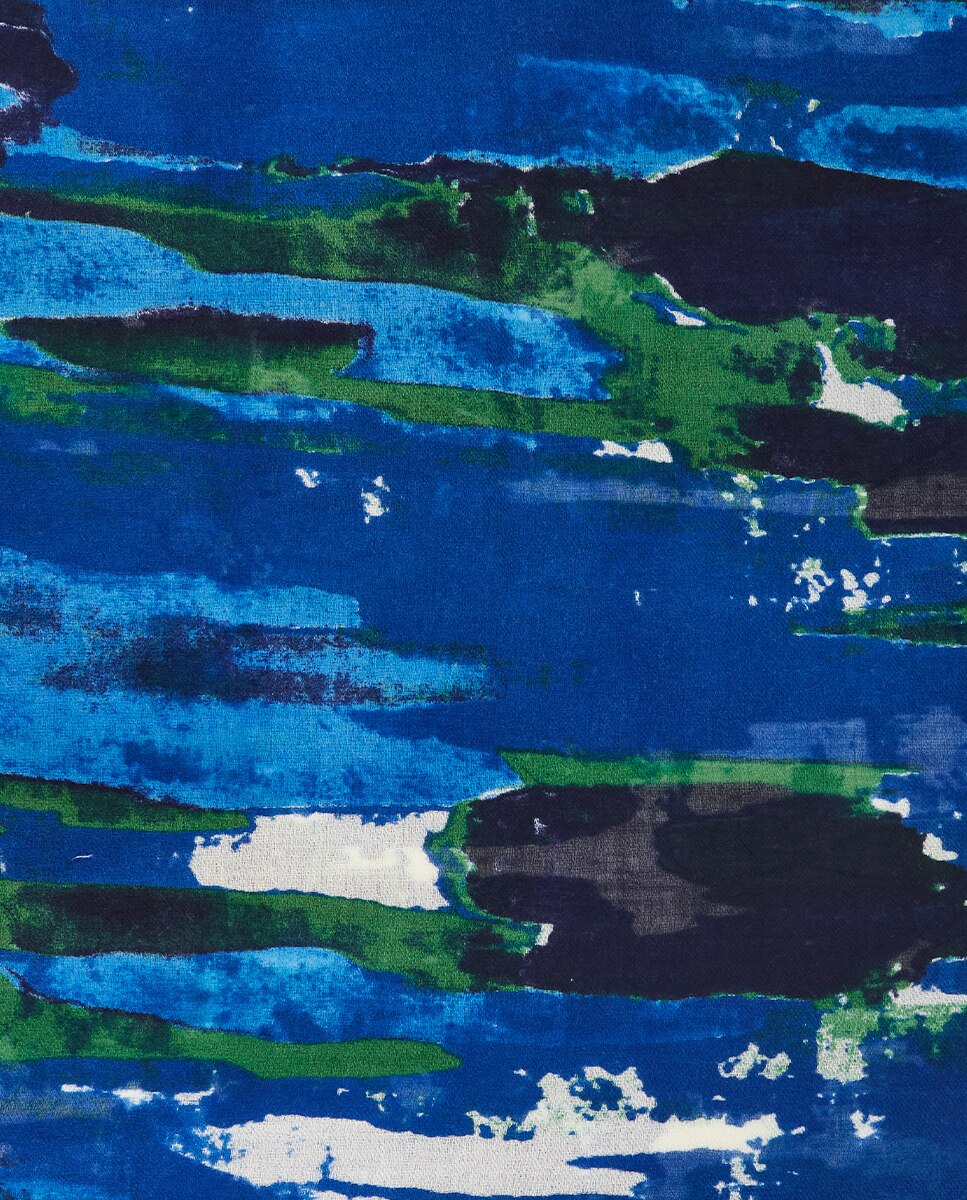 Pañuelo de lana con estampado abstracto - Abbacino - Azul / Verde Azul / Verde-4