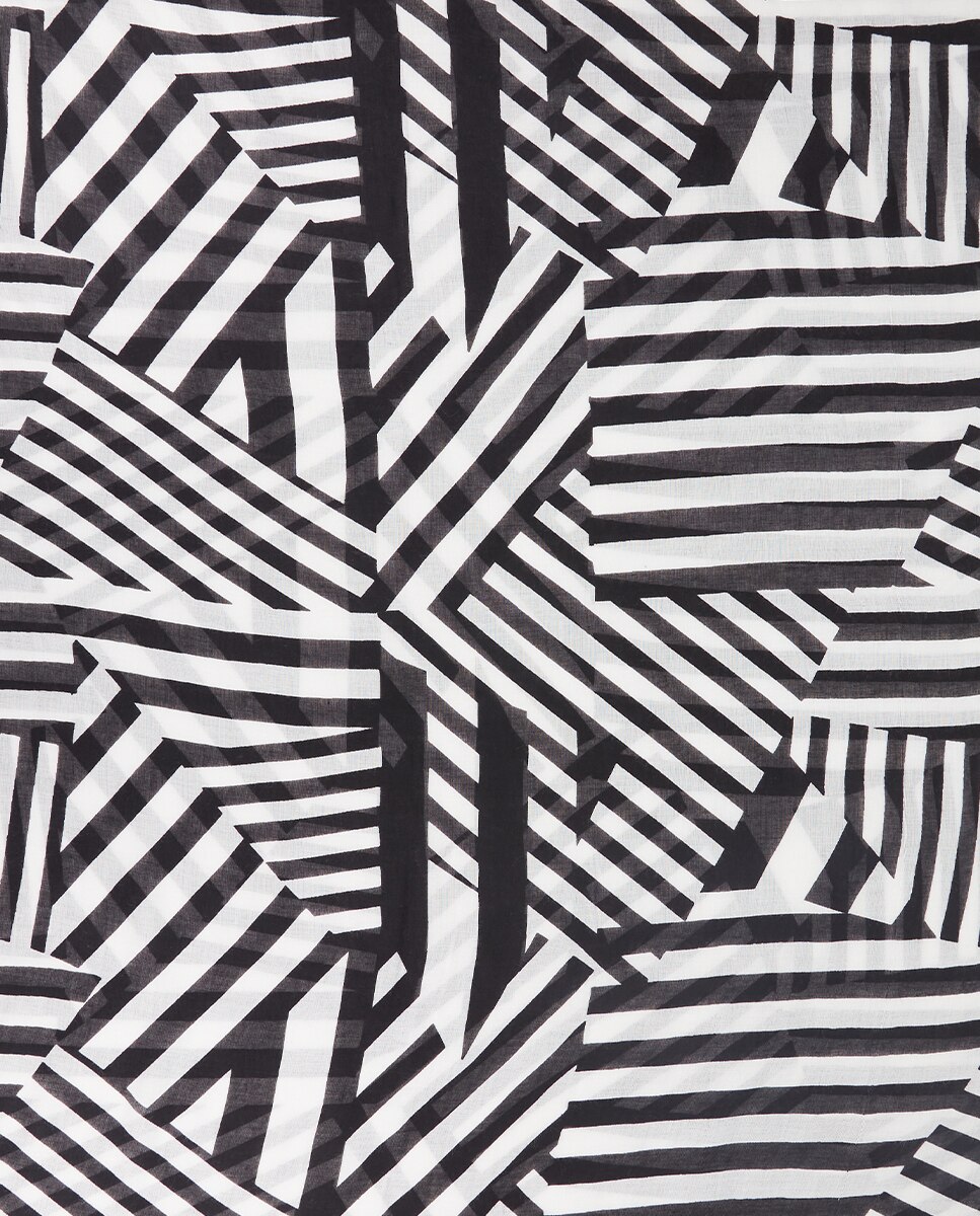Pañuelo de viscosa con estampado lineal - Abbacino - Negro / Blanco Negro / Blanco-4