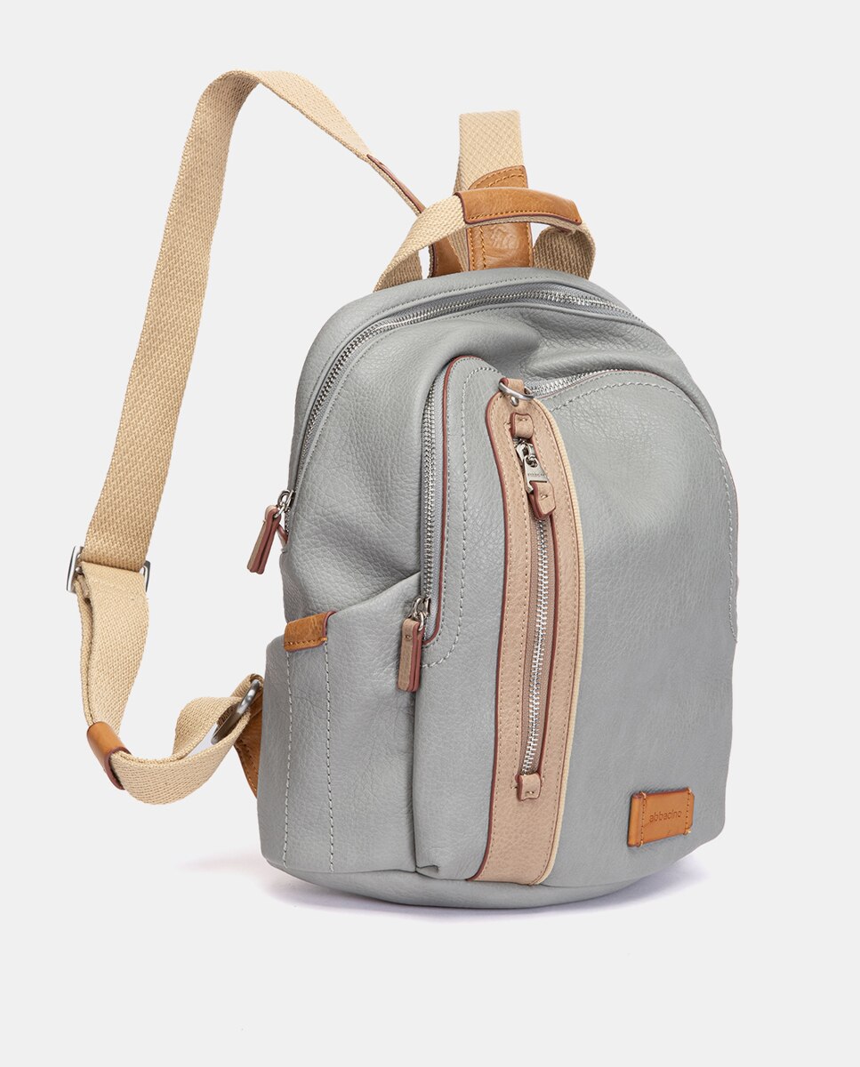 Mochila con detalles a contraste - Abbacino - Marrón Gris-3