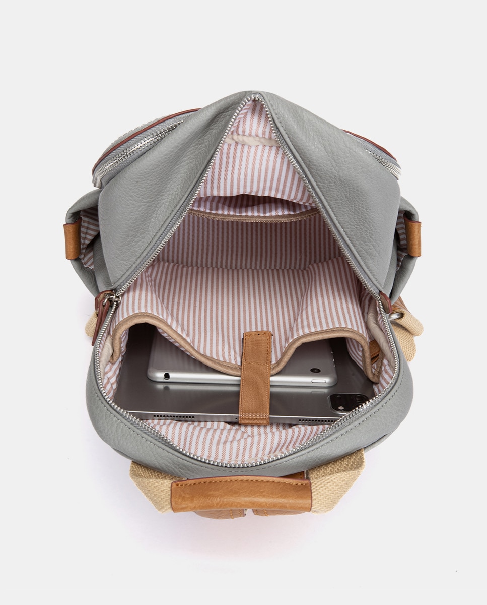 Mochila con detalles a contraste - Abbacino - Marrón Gris-5
