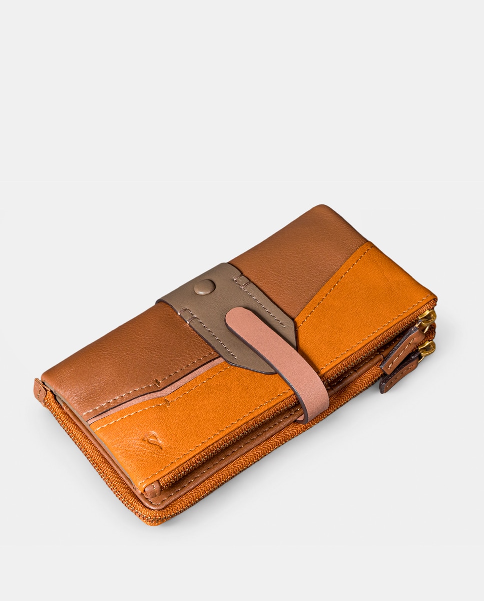 Cartera grande de mujer en piel cognac - Abbacino - Marrón Marrón-5