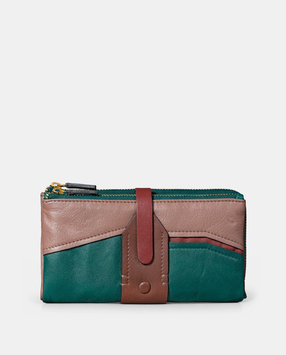 Imagen 0 de Cartera grande de mujer en piel cognac Verde