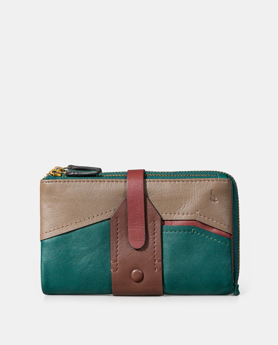Imagen 0 de Cartera mediana de mujer en piel cognac Verde