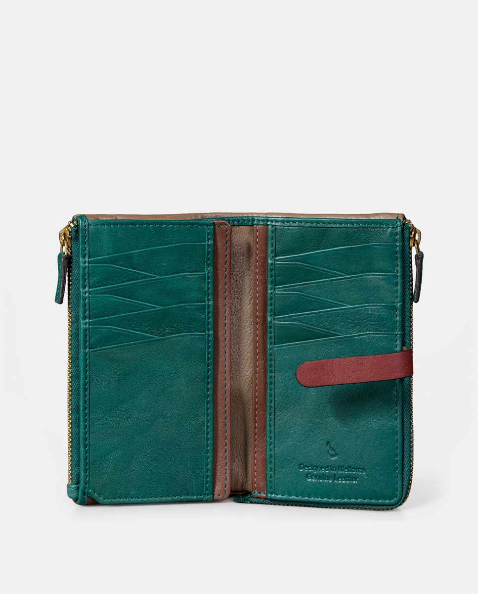 Cartera mediana de mujer en piel cognac - Abbacino - Verde Verde-3