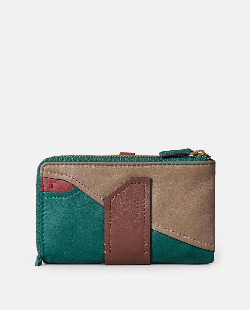 Cartera mediana de mujer en piel cognac - Abbacino - Verde Verde-2