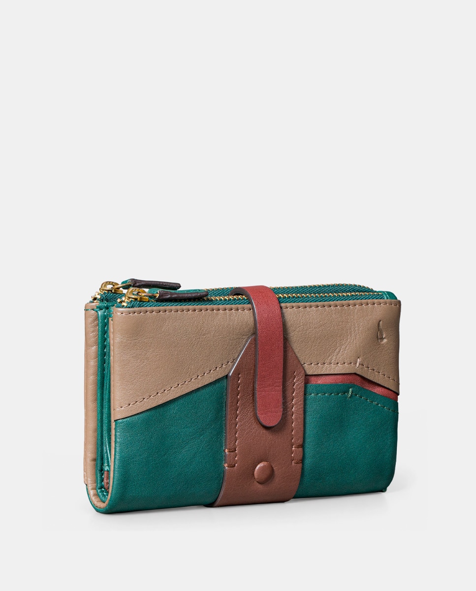 Cartera mediana de mujer en piel cognac - Abbacino - Verde Verde-4