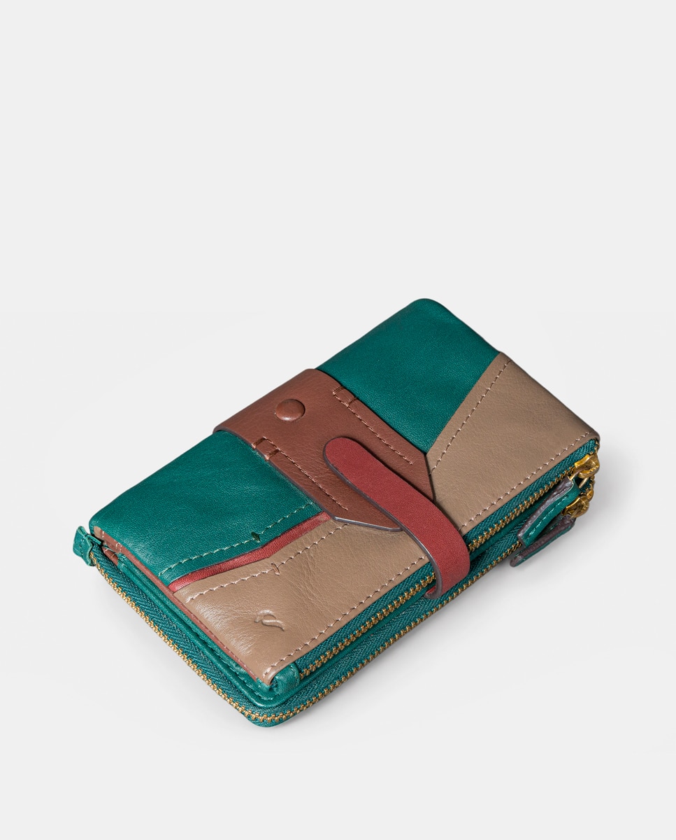 Cartera mediana de mujer en piel cognac - Abbacino - Verde Verde-5