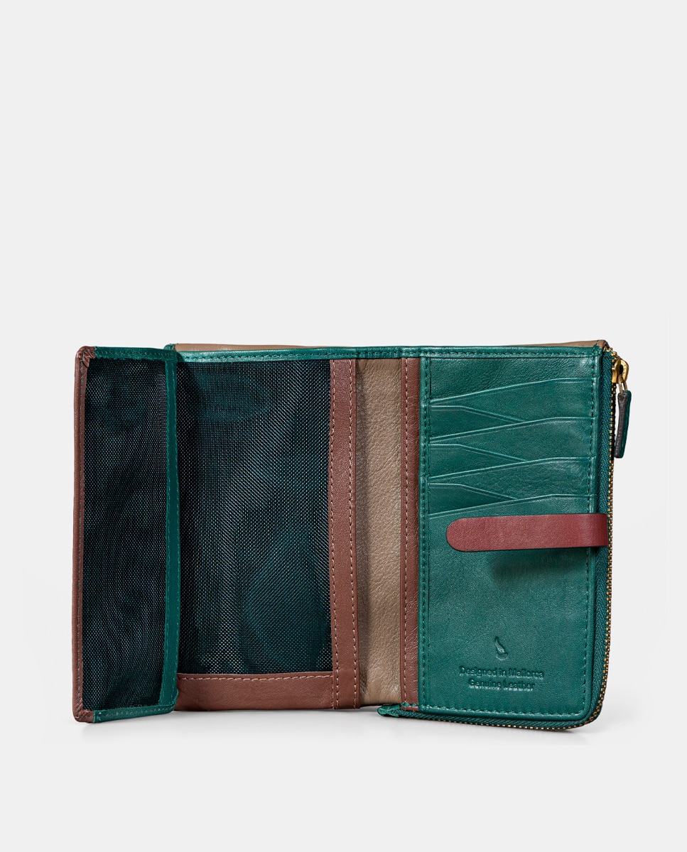 Cartera mediana de mujer en piel cognac - Abbacino - Verde Verde-6