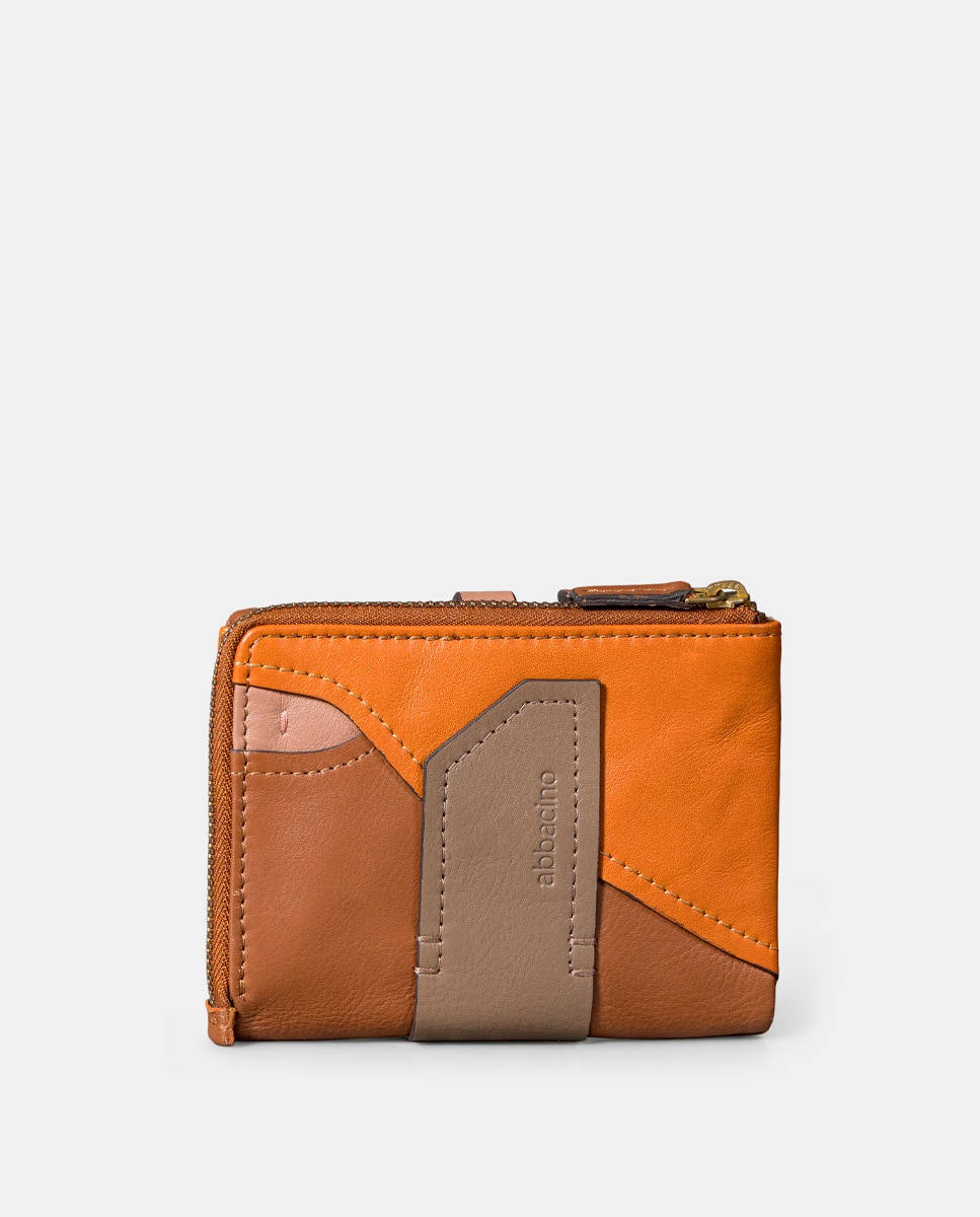 Cartera pequeña de mujer en piel cognac - Abbacino - Marrón Marrón-2