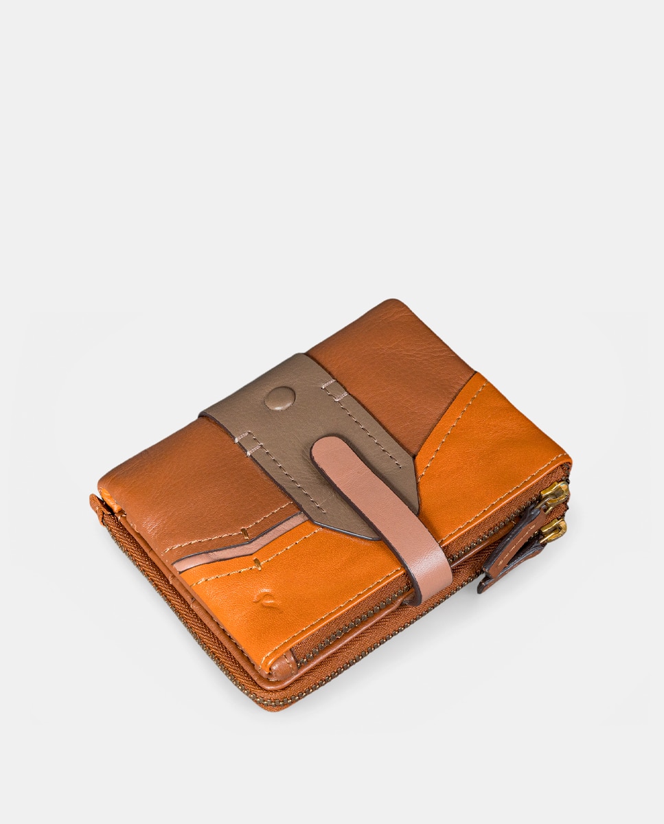 Cartera pequeña de mujer en piel cognac - Abbacino - Marrón Marrón-5