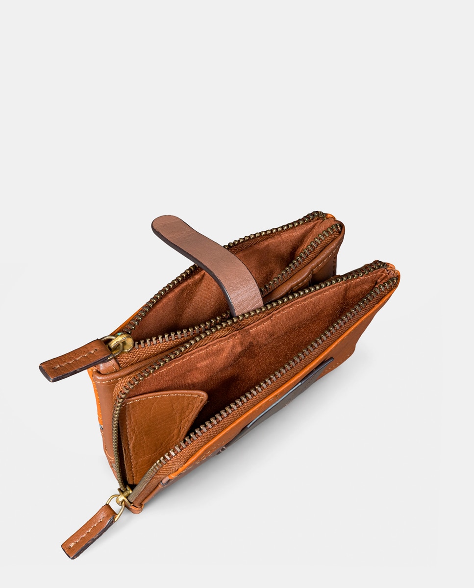 Cartera pequeña de mujer en piel cognac - Abbacino - Marrón Marrón-6