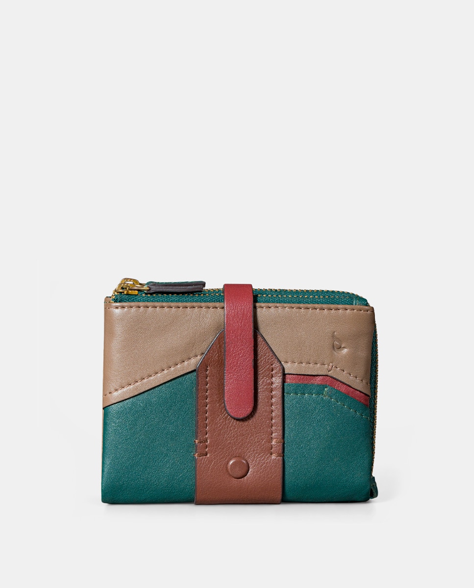 Cartera pequeña de mujer en piel cognac - Abbacino - Verde Verde-1